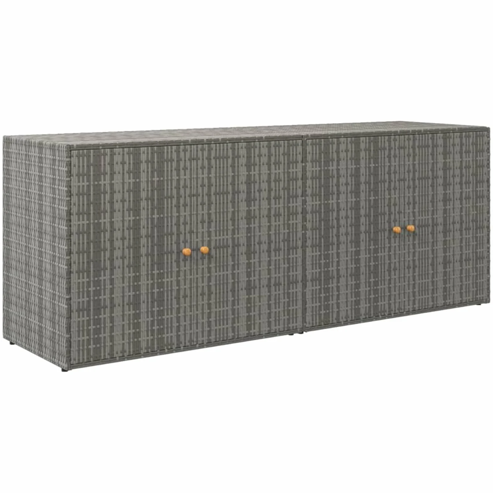 Rantry Mobile Portaoggetti da Giardino Polyrattan Grigio 198x55,5x80cm Armadio Ripostio