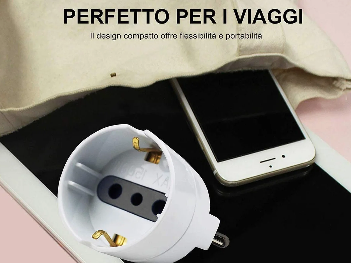 Adattatore Schuko 6 Pezzi, Spina Elettrica 1500W 250V 10A Bianco
