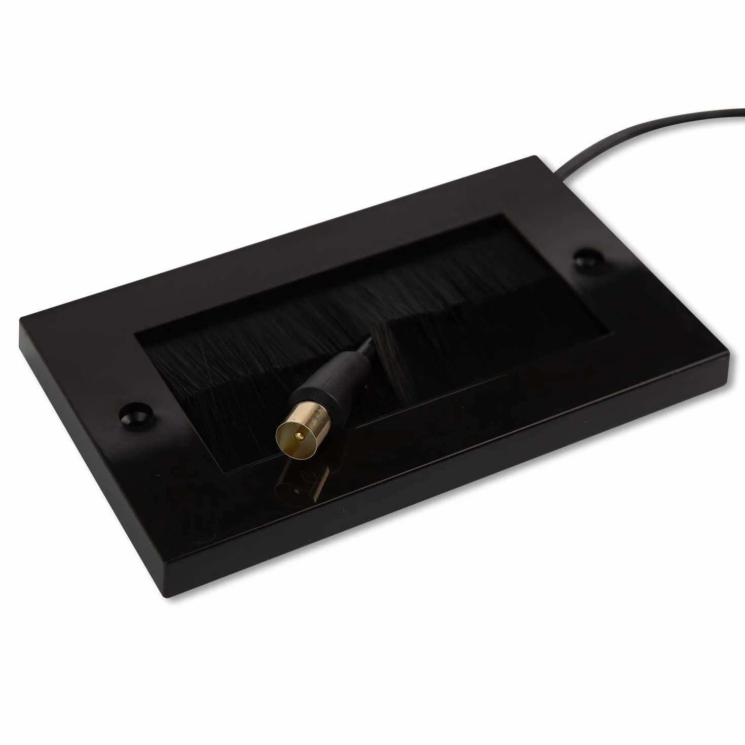 G-PLUG Piastra da parete UK nera Decora con inserto passacavo e cinghia a doppia banda