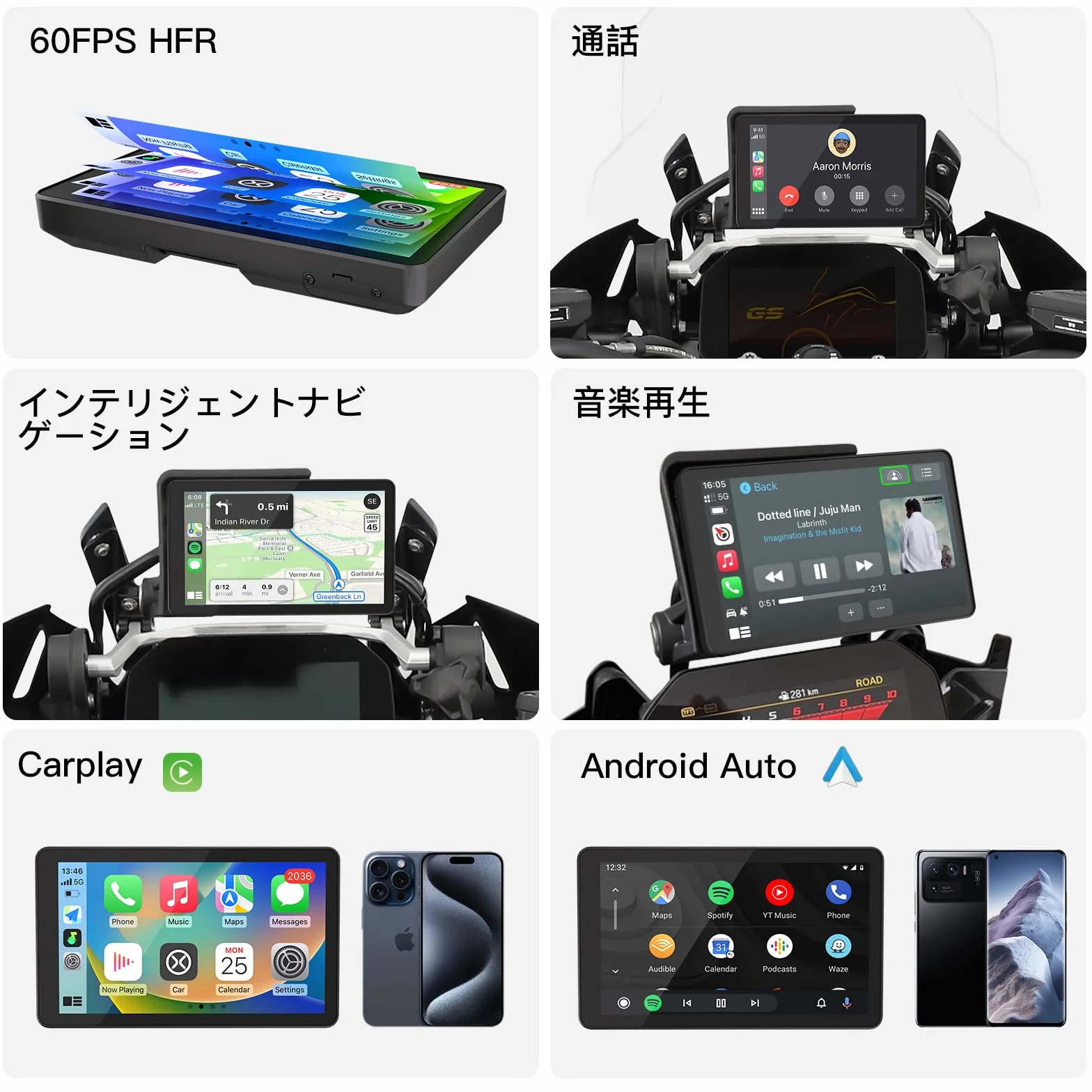CARabc DB601 6.5'' Display touchscreen impermeabile IP68 GPS integrato Wi-Fi 5G CarPlay wireless Android Auto per moto BMW