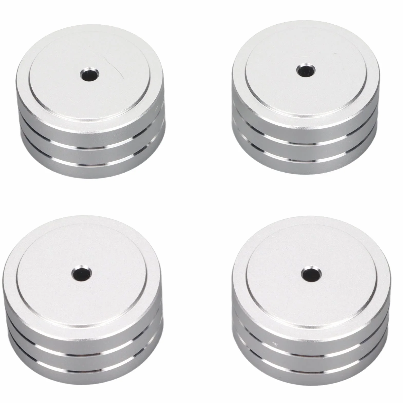Piedini Isolamento Altoparlanti 4 Pezzi 40x20mm Alluminio Antiscivolo HiFi Argento