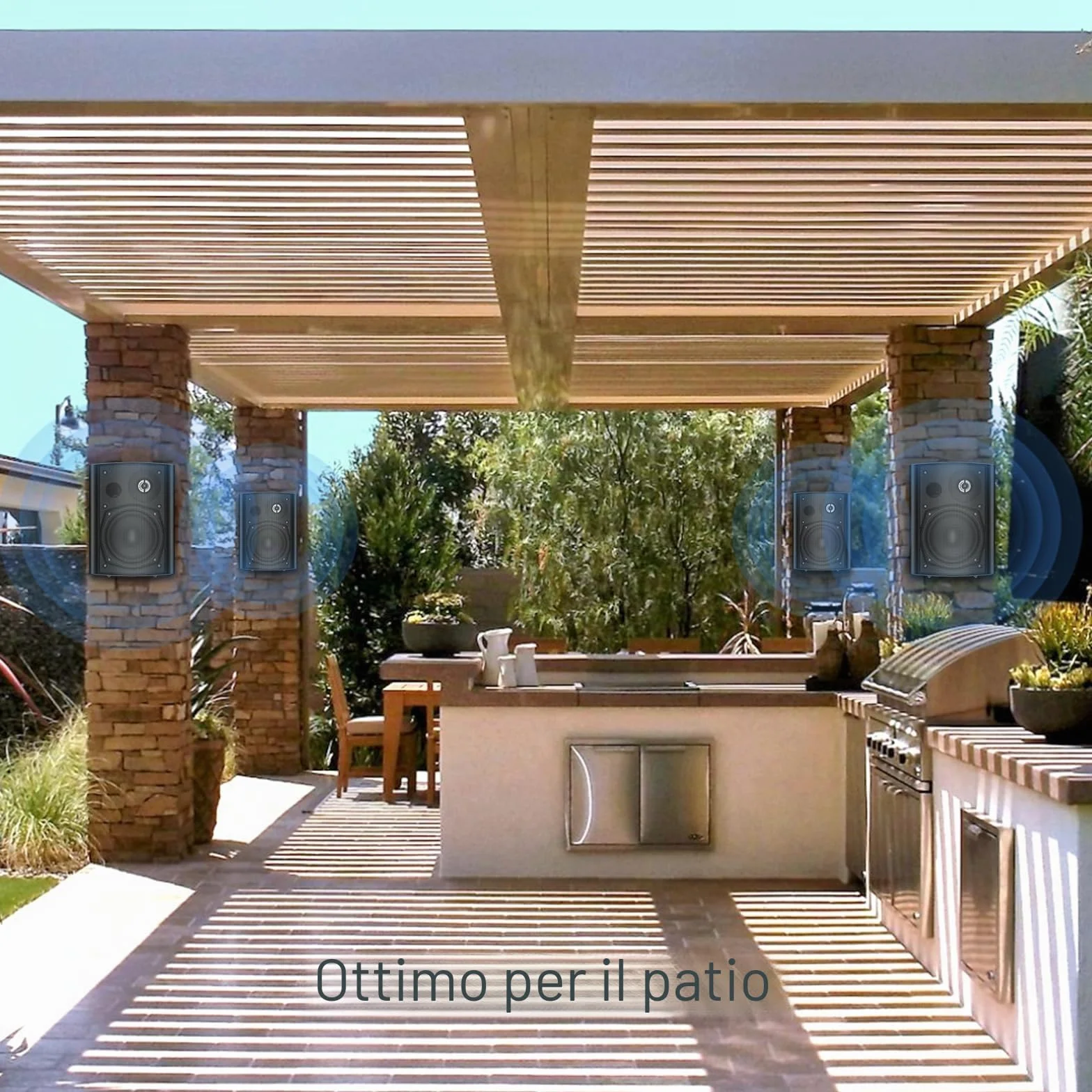 STUDIOFINIX 5.25 Pollici 600W Altoparlanti da Parete per Esterno Interni Resistenti alle Intemperie 2 Paia Nero