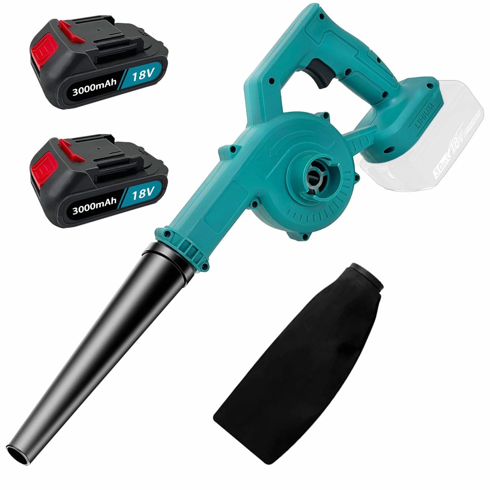 Professionista Soffiatore a batteria per foglie con 2X 3000mAh Batteria & Caricabatteria, Potente motore a spazzole da 500W, velocità variabile fino a 32000, Giardino, Patio, Auto e Pulizia Casa