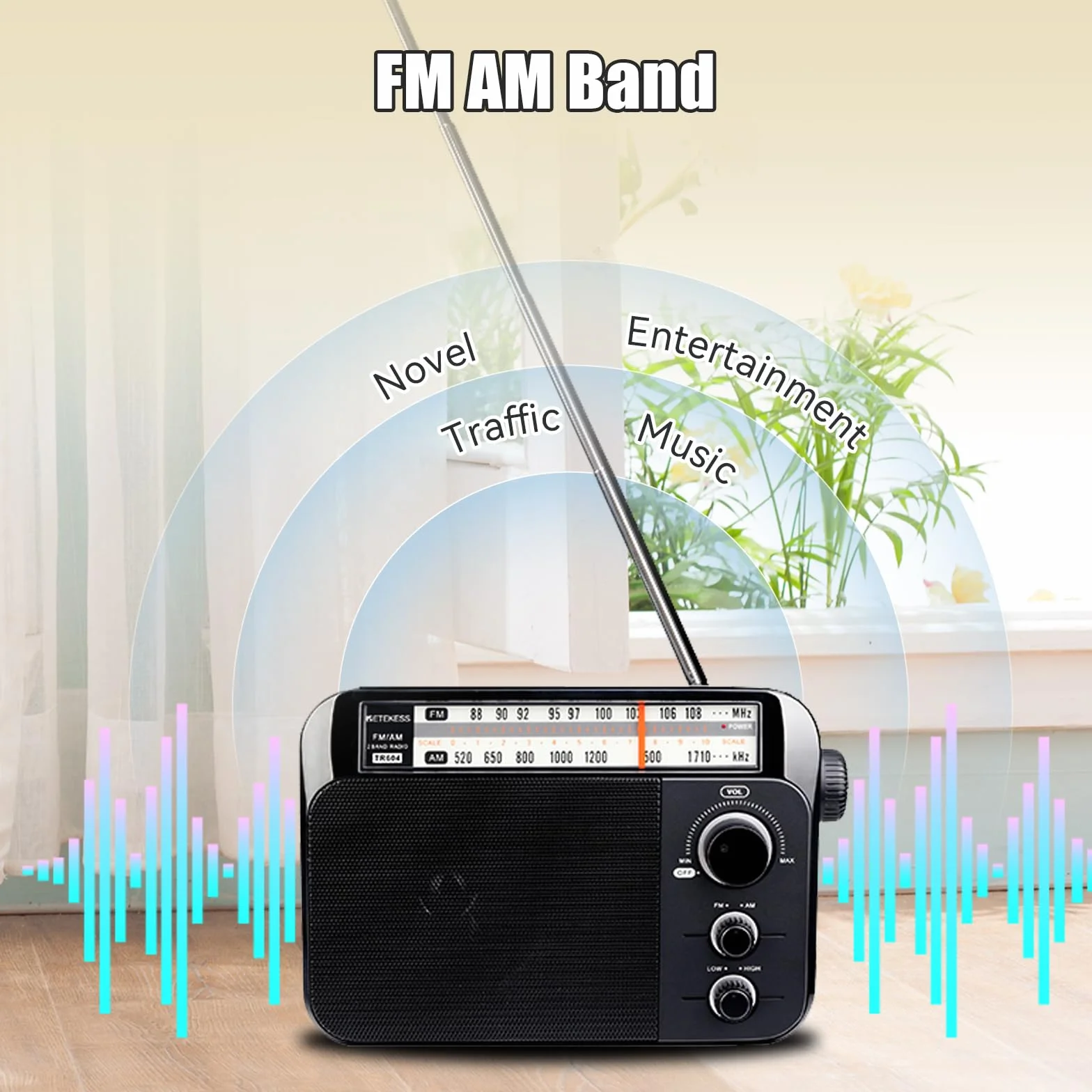 Retekess TR604 Radio Portatile FM AM a Corrente con Batteria Grande Display