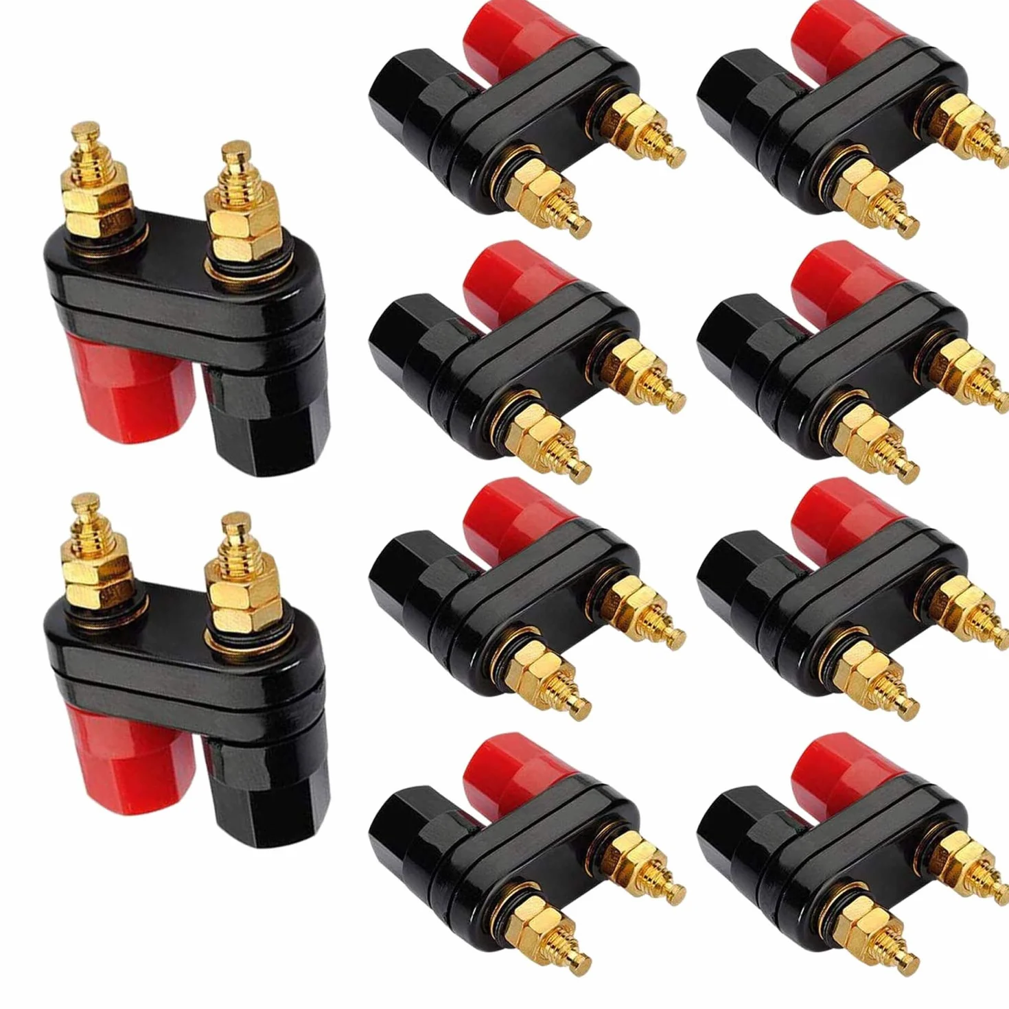 Amplificatore di Potenza Audio Spina Banana Femmina Morsettiera Altoparlante 10 Pairs Nero Rosso
