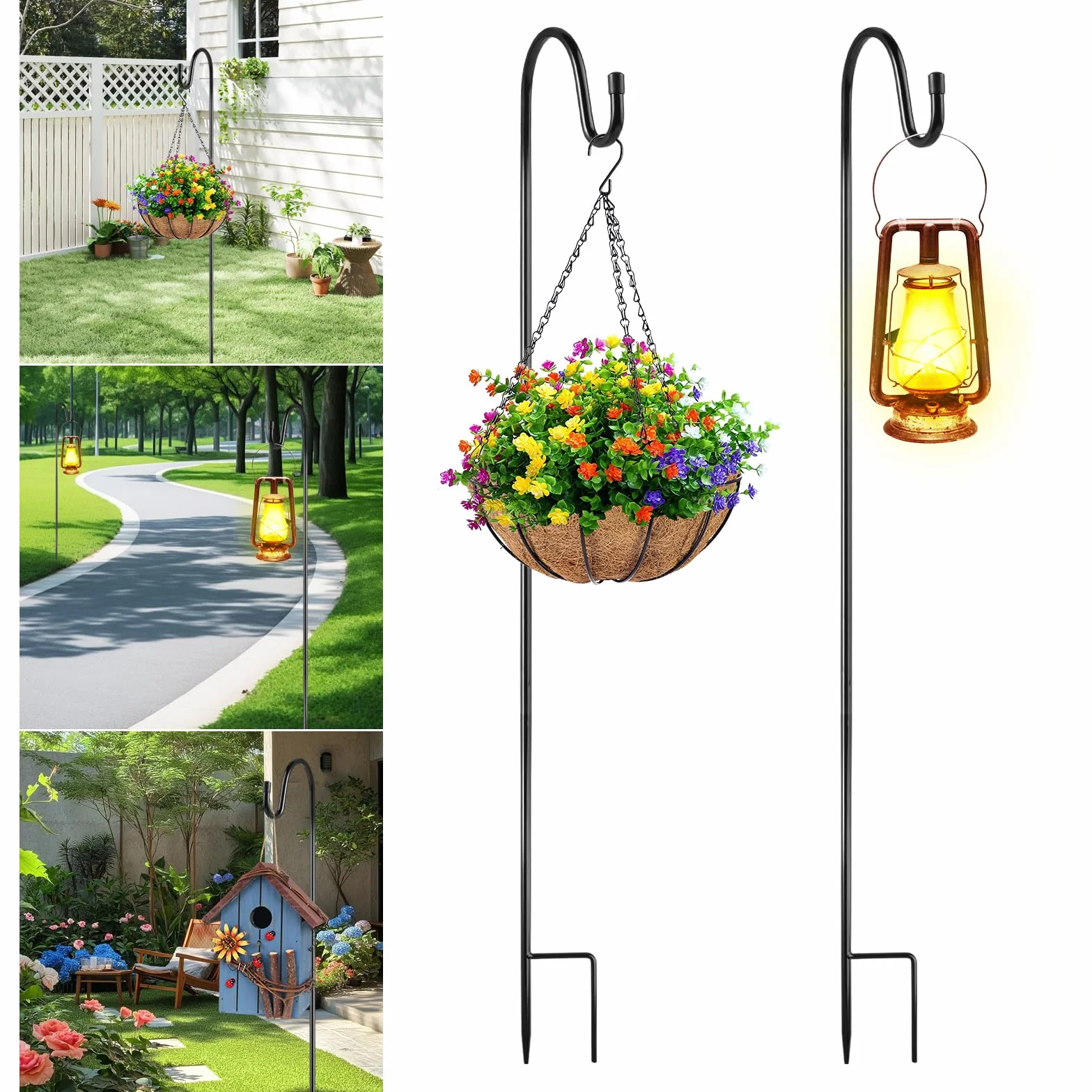 Gancio da Pastore per Esterni Regolabile 80cm/31.5 Inch 2 Pezzi Resistenti per Luci Esterno Gabbie Uccelli