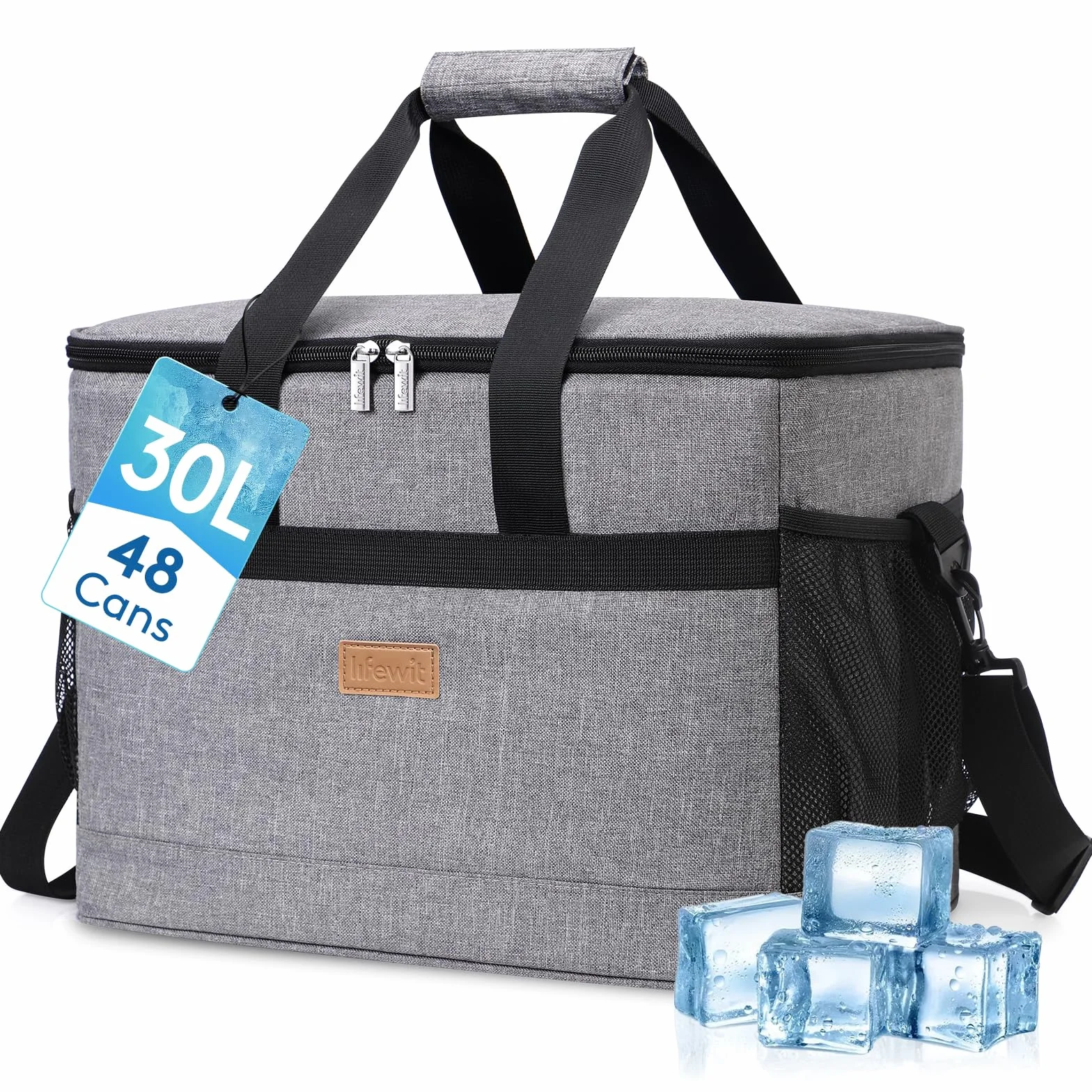 Lifewit Borsa Frigo 30L, Borse Termica Morbida per Surgelati, Cooler Bag Grigio