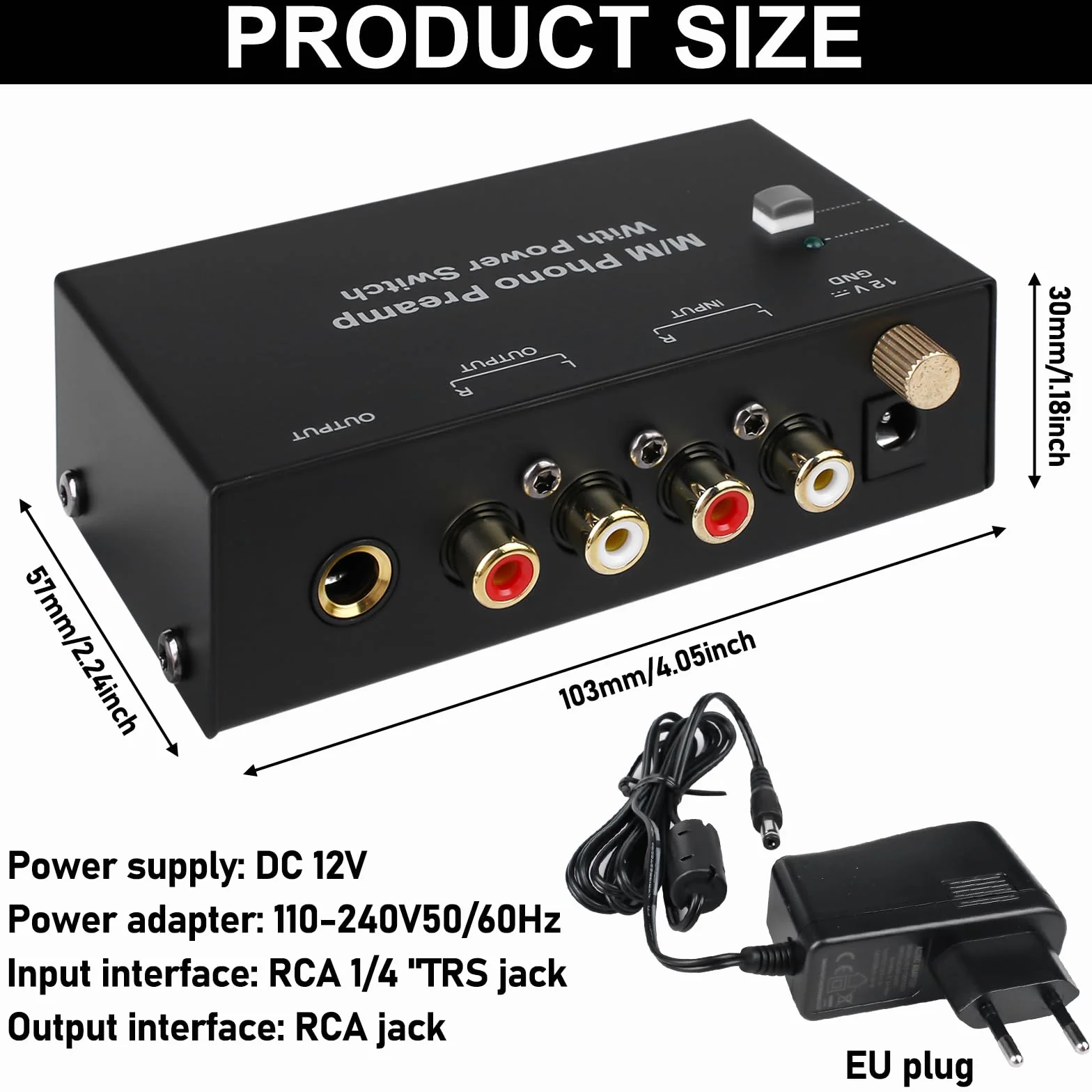 Phono preamplificatore giradischi MM RCA Input Output DC 12V