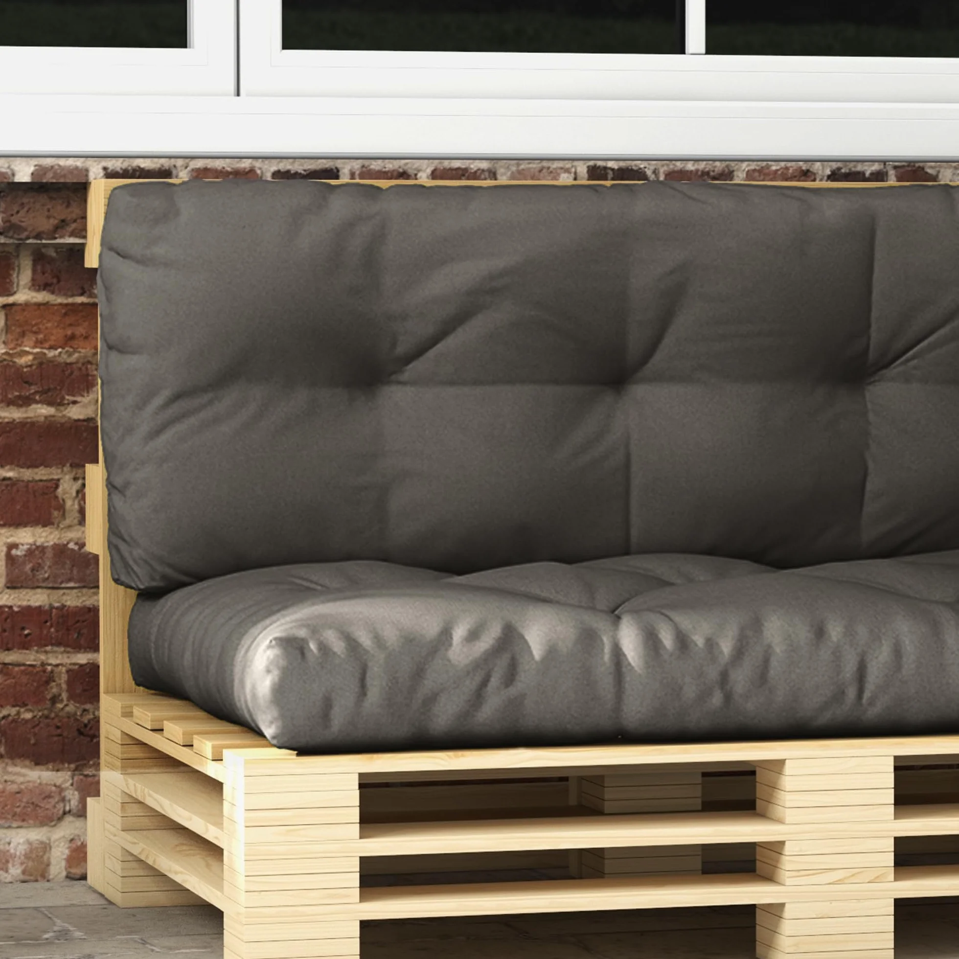 Outsunny Cuscini per Pallet da Giardino 3 Pezzi, Imbottitura Spessa, Poliestere, Grigio Carbone