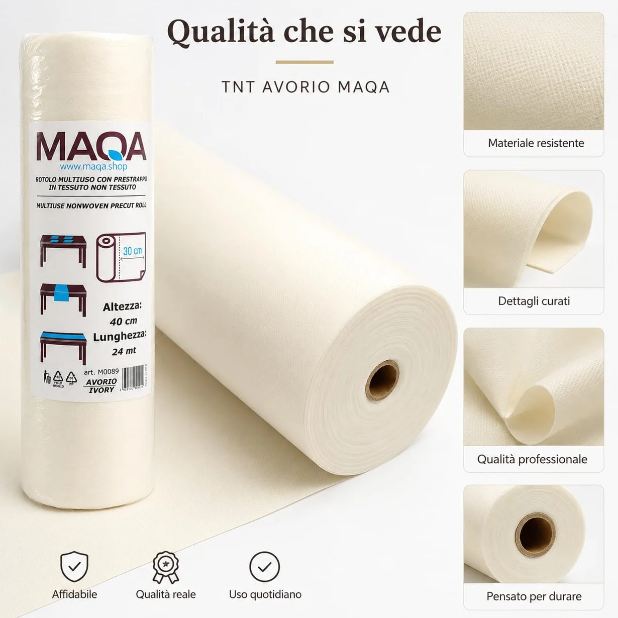 Tovaglia TNT Monouso Pretagliata 0,4x24m Rosso - Copritavolo Tessuto Non Tessuto per Feste Cerimonie Catering