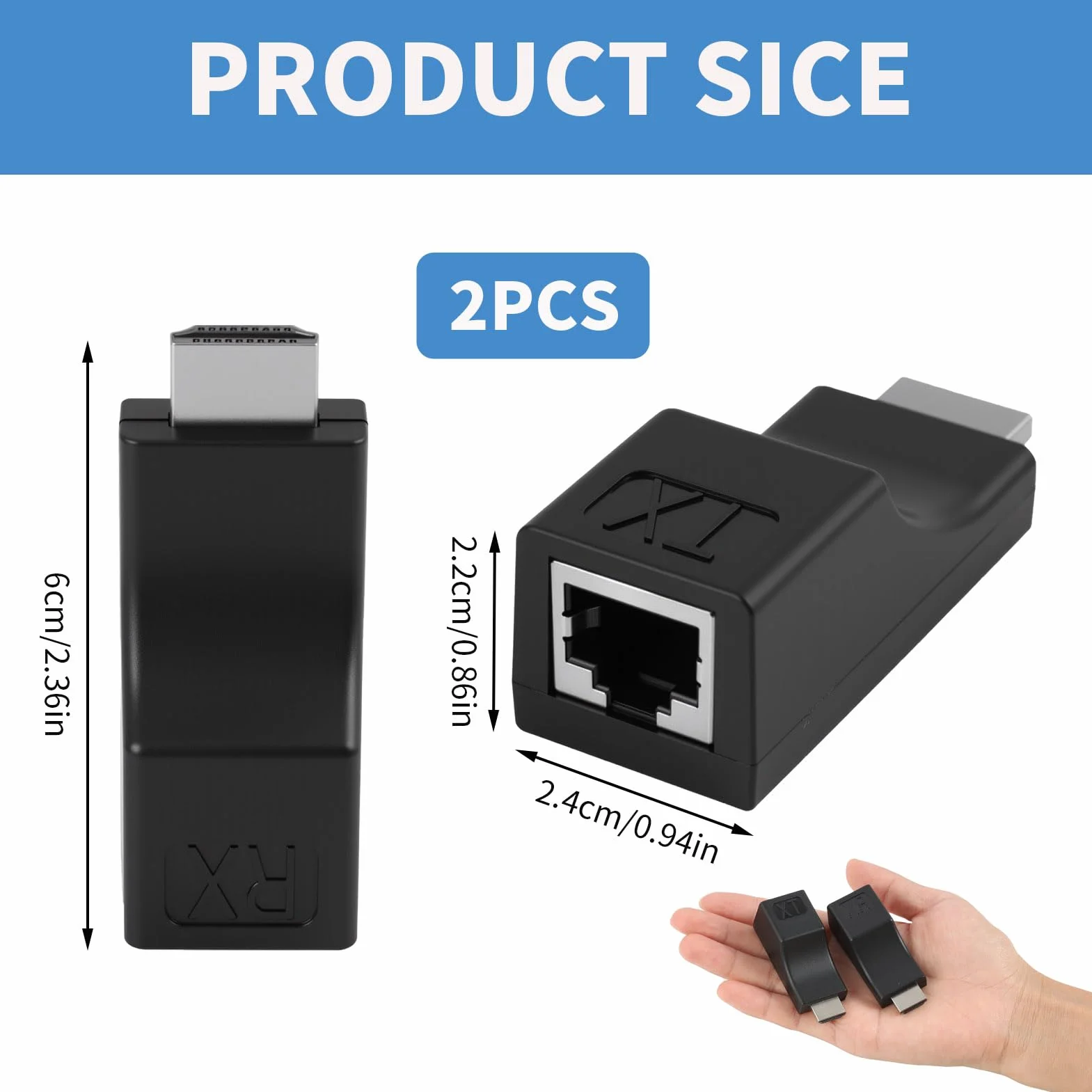 Convertitore HDMI Ethernet, Adattatore HDMI a RJ45 30m, Extender CAT6/CAT5E, Ripetitore Video 1080P Full HD