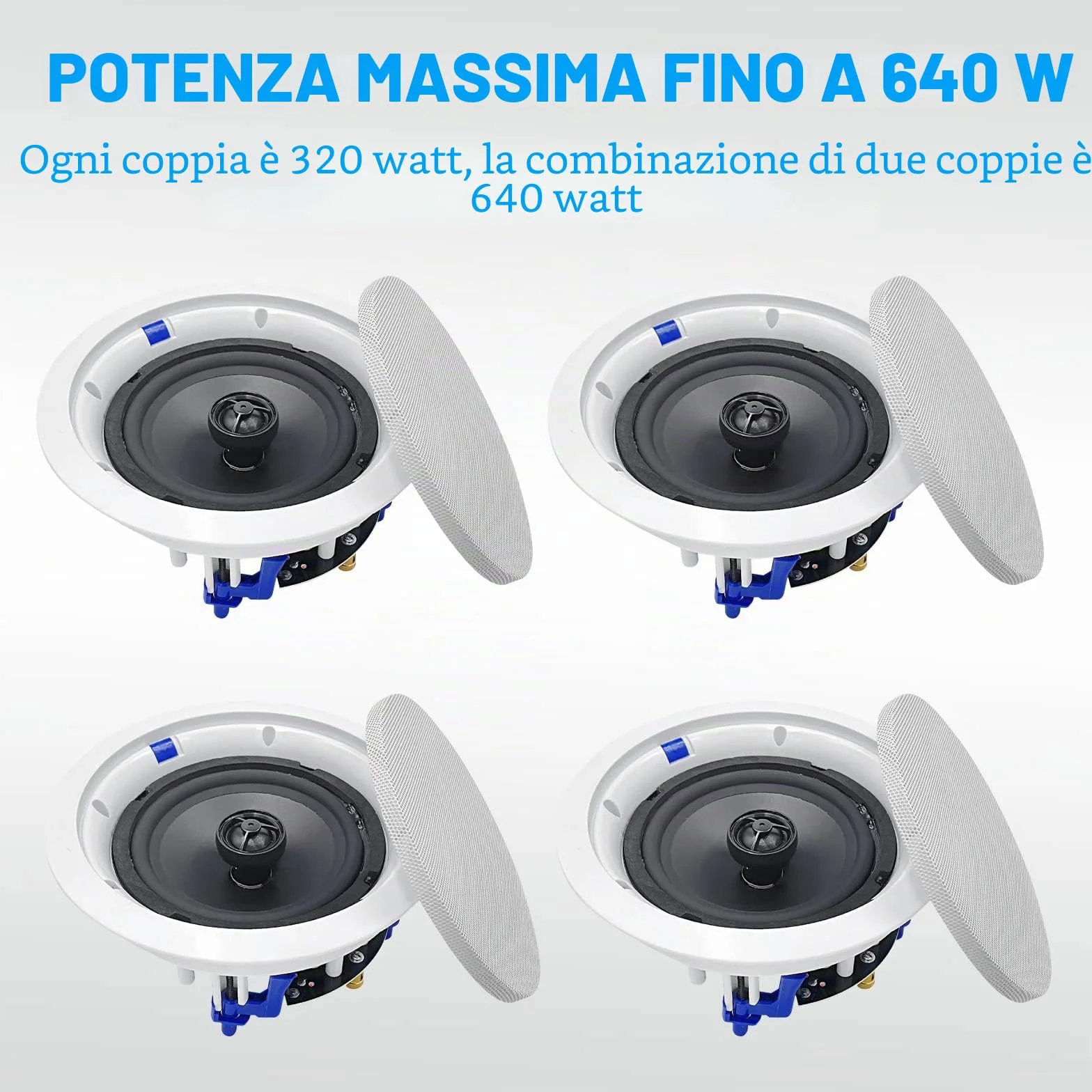 Herdio Altoparlanti da soffitto 16,5 cm 640 W 2 vie montaggio a incasso (4)