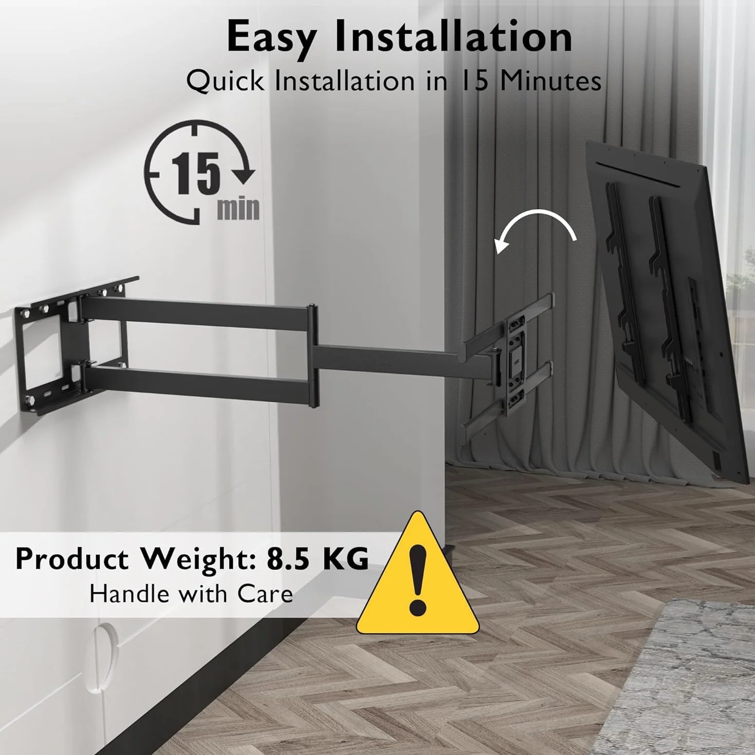 BONTEC Supporto TV Parete Braccio Articolato Extra Lungo 1040 mm 32-75 Pollici 60 kg VESA 600x400 mm