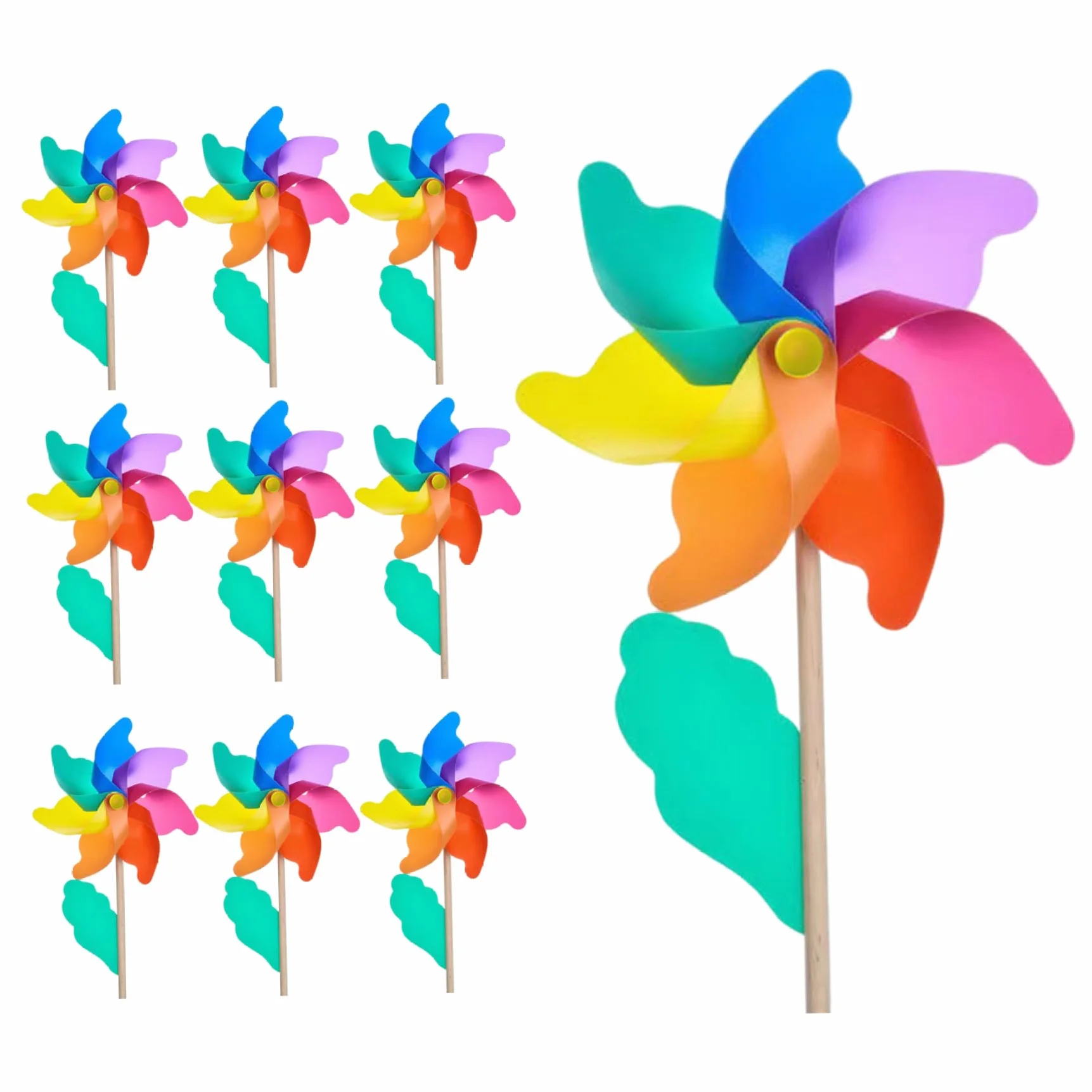 Girandole per bambini 7 pollici colorato plastica mulino a vento con 15.8 pollici palo di legno girandole per cortile giardino all'aperto ..