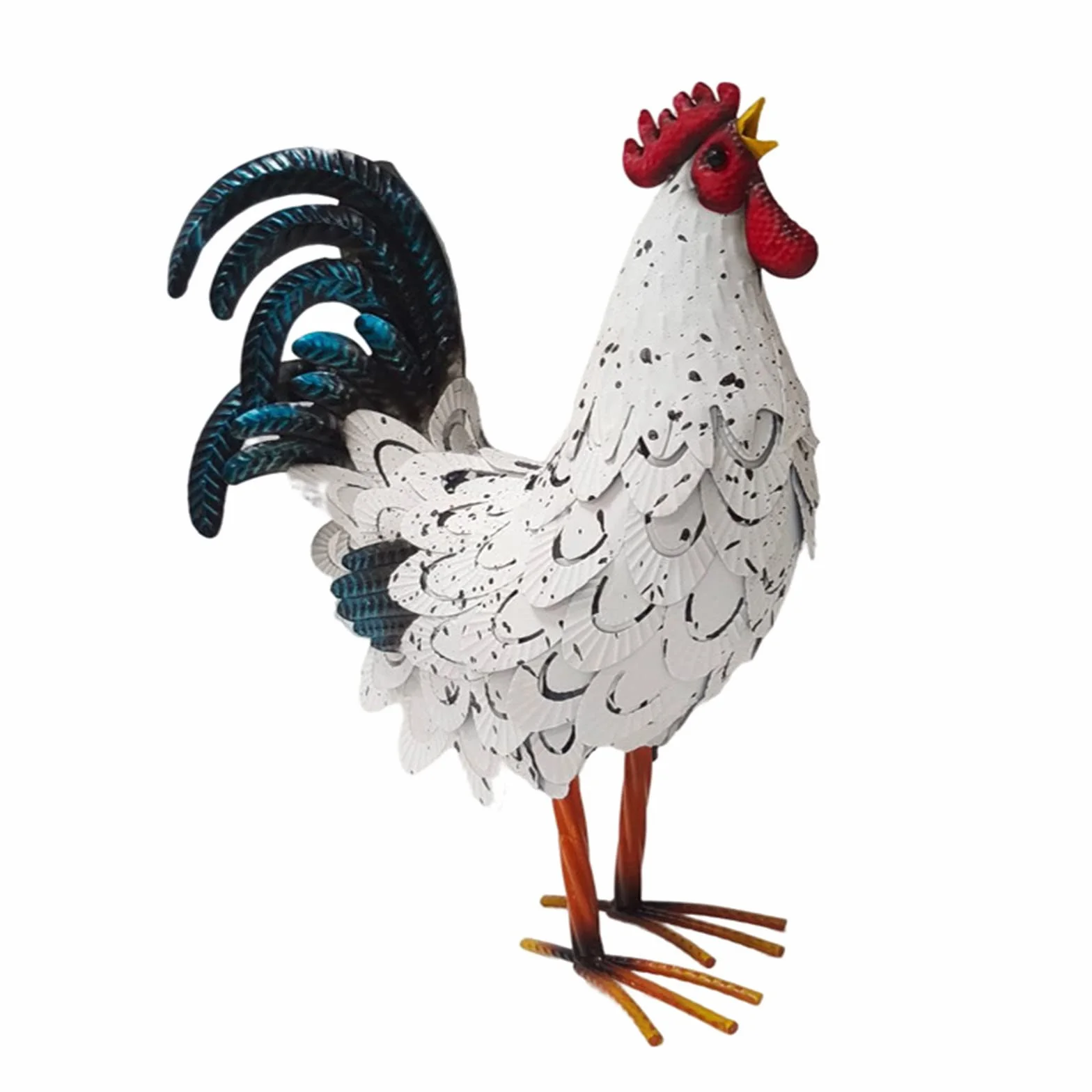 Metallo Rooster Decor, Animal Yard Art Lawn Ornament Figures Artwork per Outdoor, Patio, cortile e Decorazione Domestica Della Cucina (white)