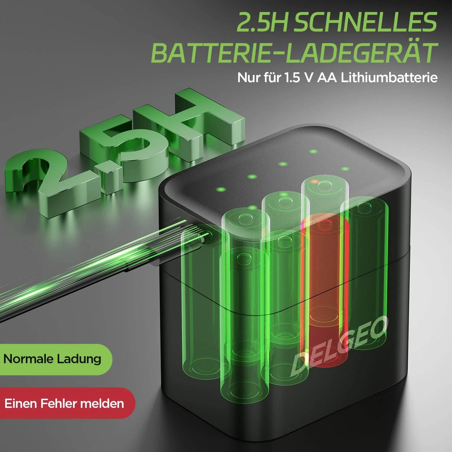 Batterie Ricaricabili AA al Litio 8 Pezzi 3600mWh 1,5V Lunga Durata