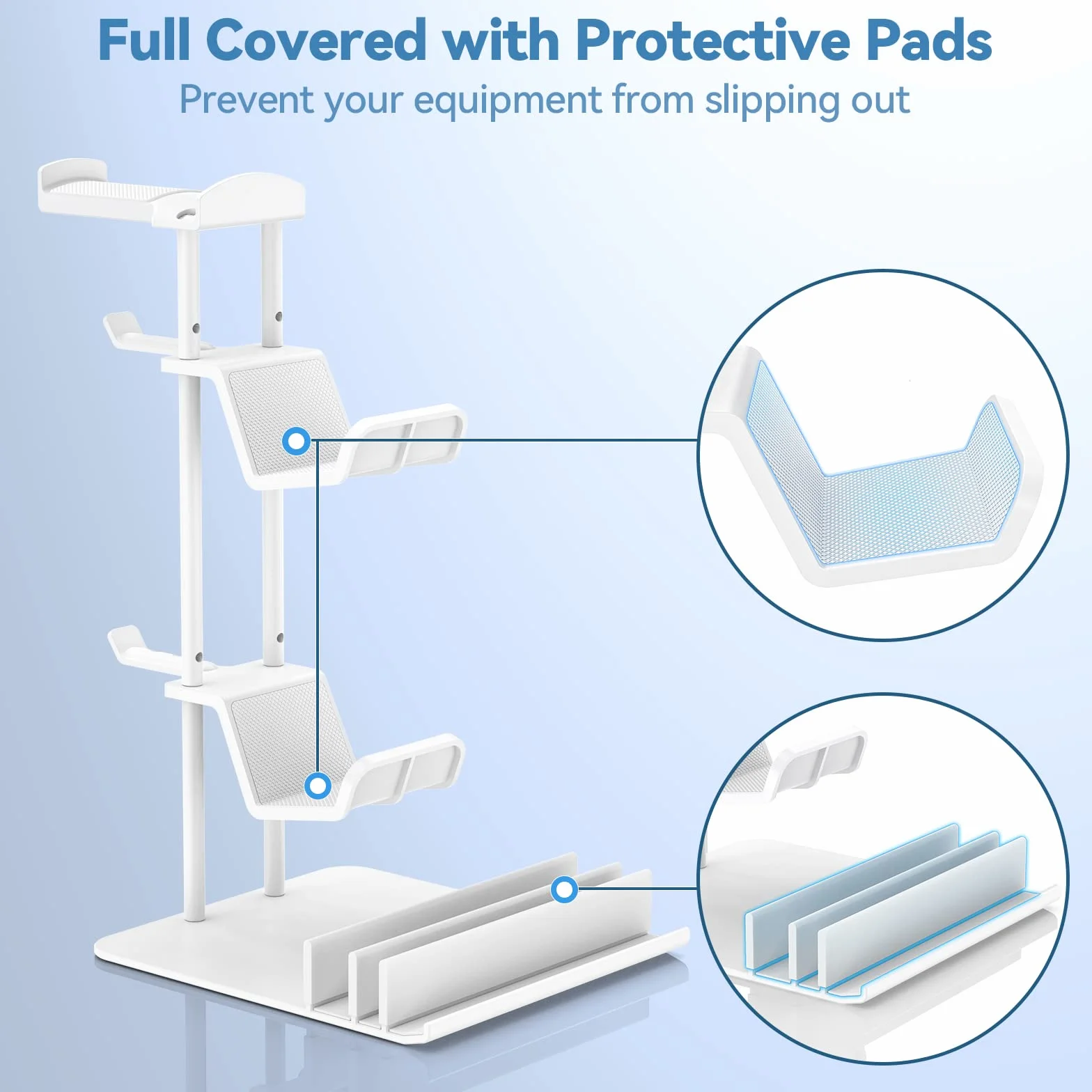 KDD Porta Cuffie Gaming da Scrivania in Alluminio, Stand Supporto Universale per Controller/Switch/iPad/Telefono, Bianco