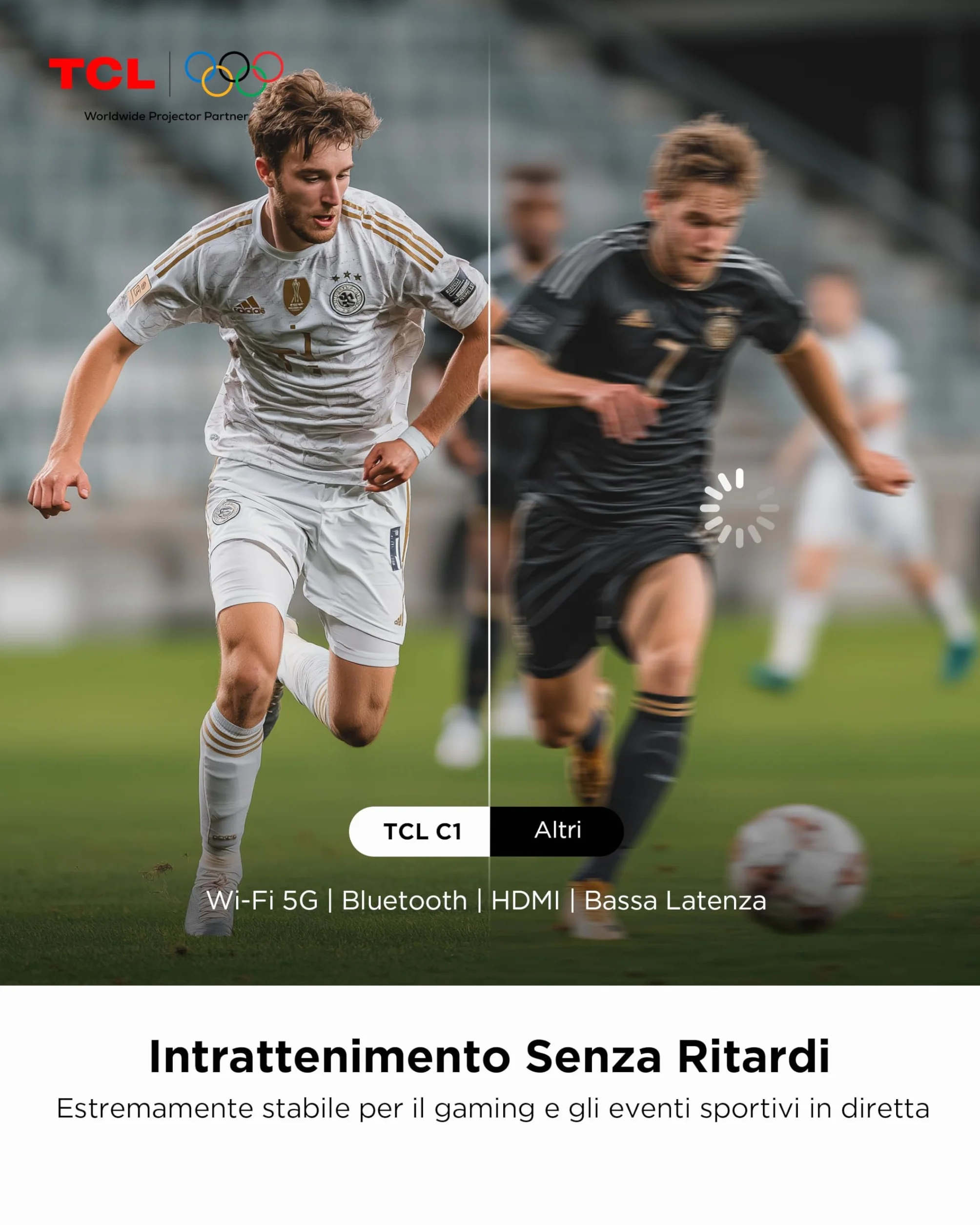 TCL C1 Mini Proiettore Portatile 4K Nativa 1080P Google TV Netflix Compatibile, Messa a Fuoco Automatica 6D Correzione Trapezoidale, Wi-Fi Bluetooth, 8W Dolby Audio, Rotabile 285°