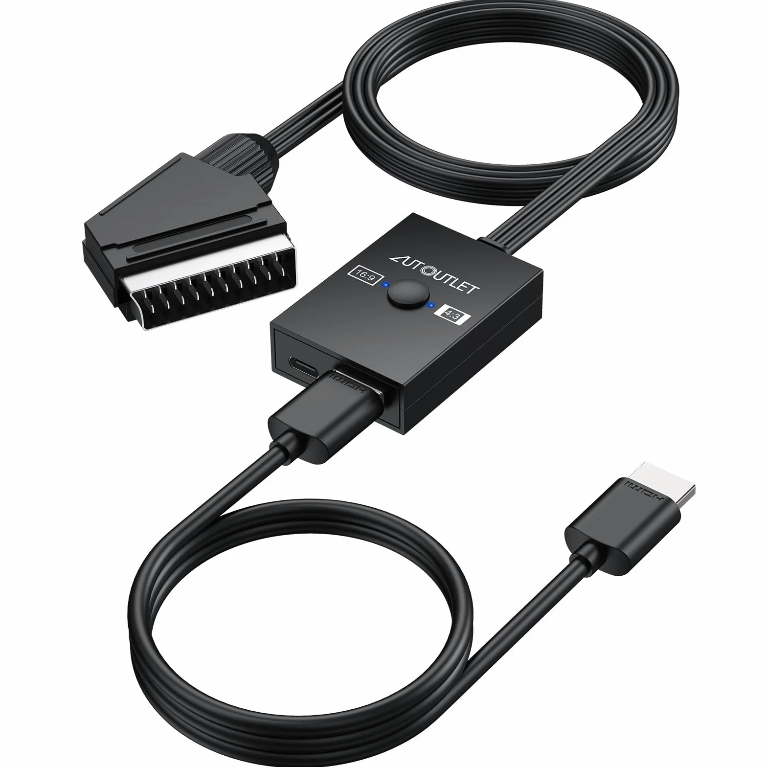 AUTOUTLET Adattatore SCART a HDMI 1080P PAL NTSC Convertitore Video Audio 50cm