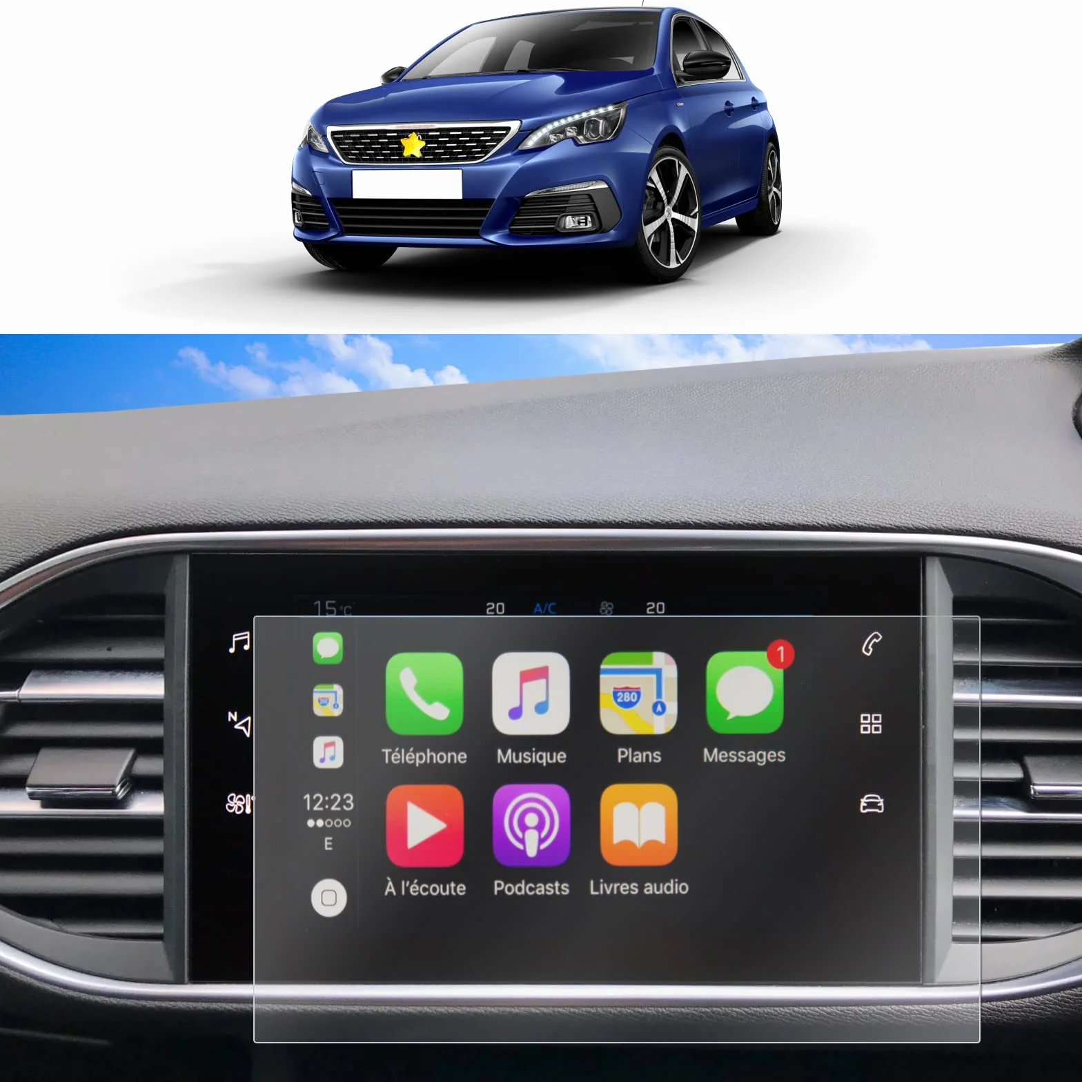 SKTU Pellicola Protettiva 9.7 Pollici PET Trasparente per Peugeot 308 SW 308 GTI GPS Navigation