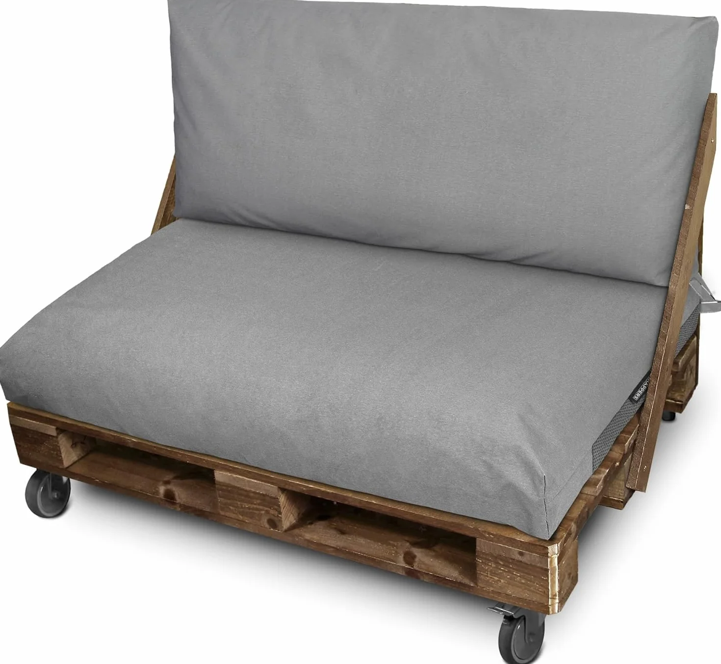 Happers Set Cuscini per Pallet da Esterno 120x80 + 120x45 cm Grigio Chiaro Antimacchia Sfoderabile