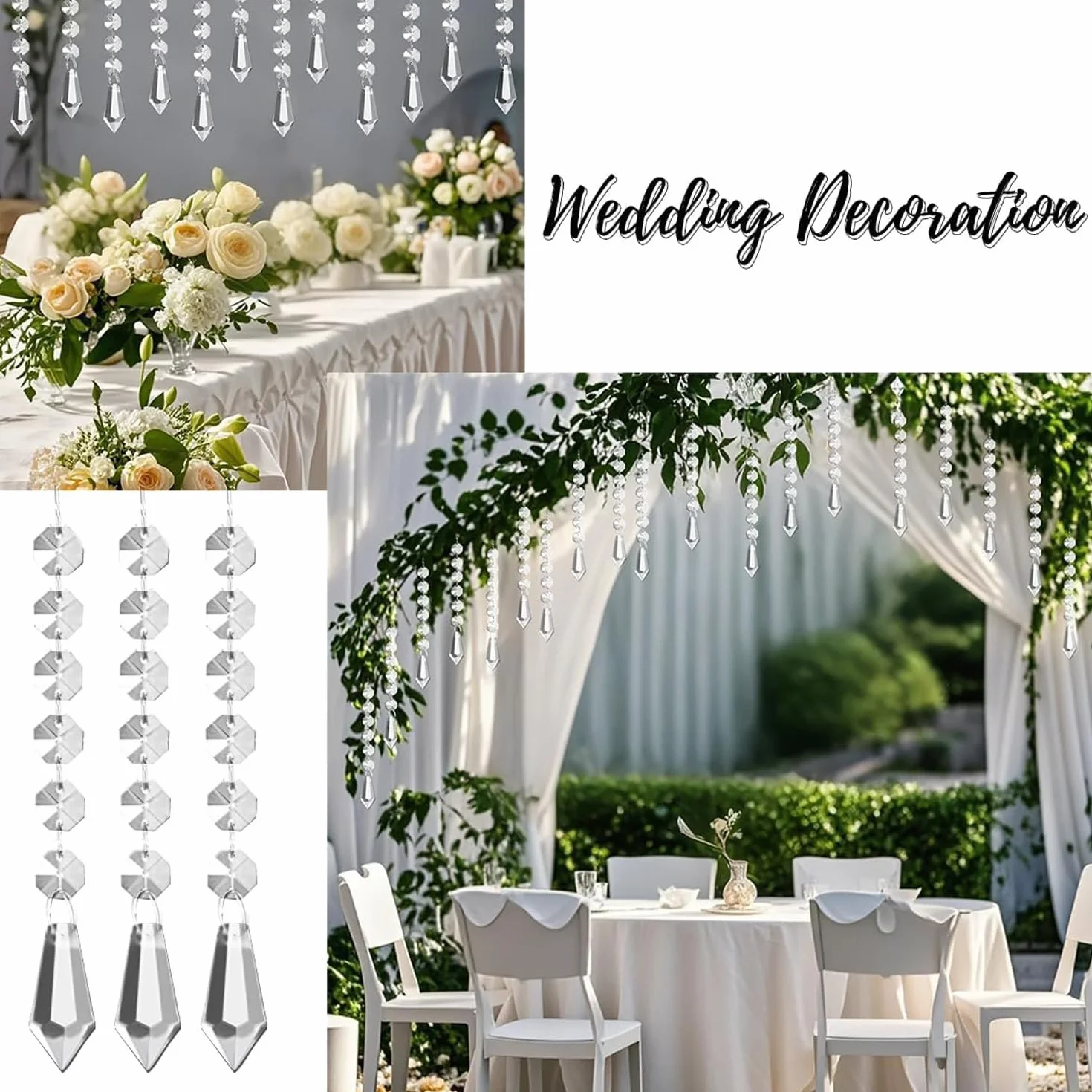 MEISO 20 Set 38mm Cristalli di Ricambio per Lampadari, Pendenti Trasparenti, Ciondolo in Cristallo Prisma di Ghiacciolo per Giardino, Decorazione di Nozze, Fai da Te