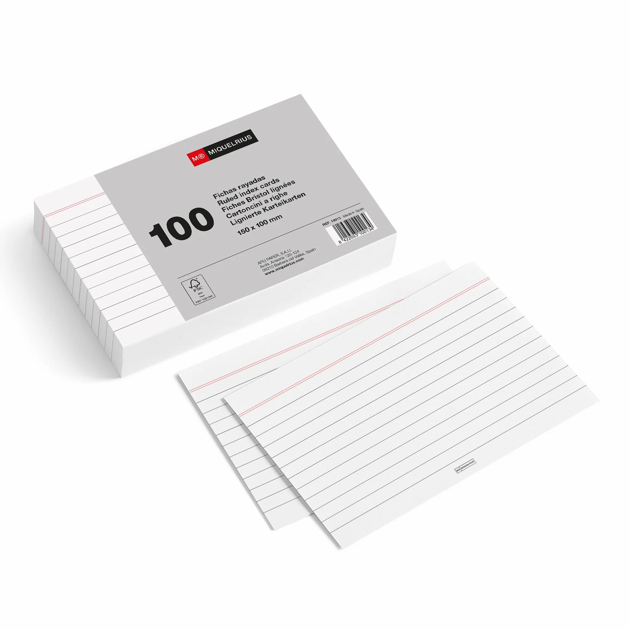 Miquelrius Flashcards 100 schede di studio a righe 150 x 100 mm cartoncino 200 g/m² materiale scolastico