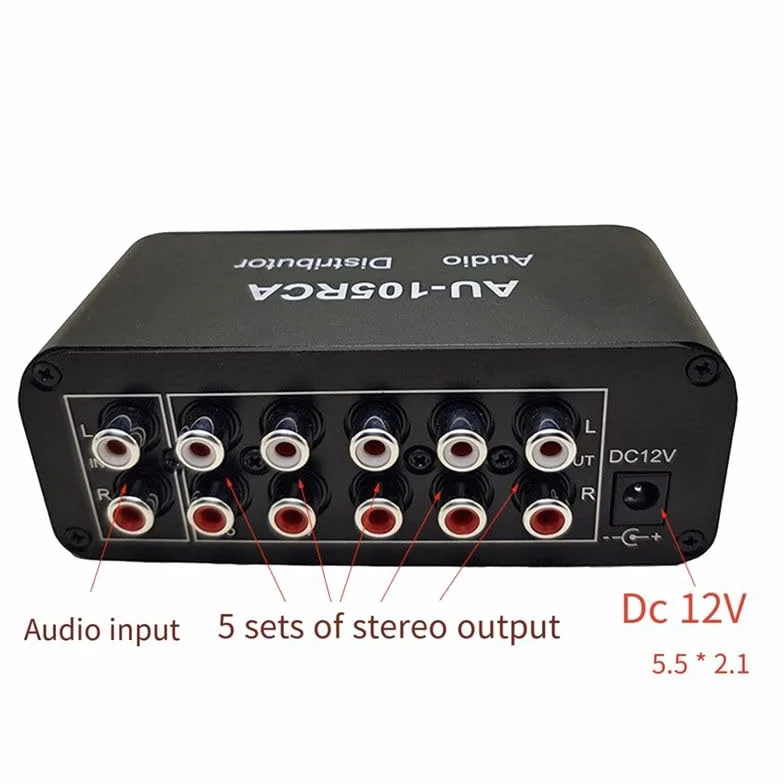 Stereo Audio Distributore Mixer 1 Ingresso 5 Uscita per Amplificatore Attivo