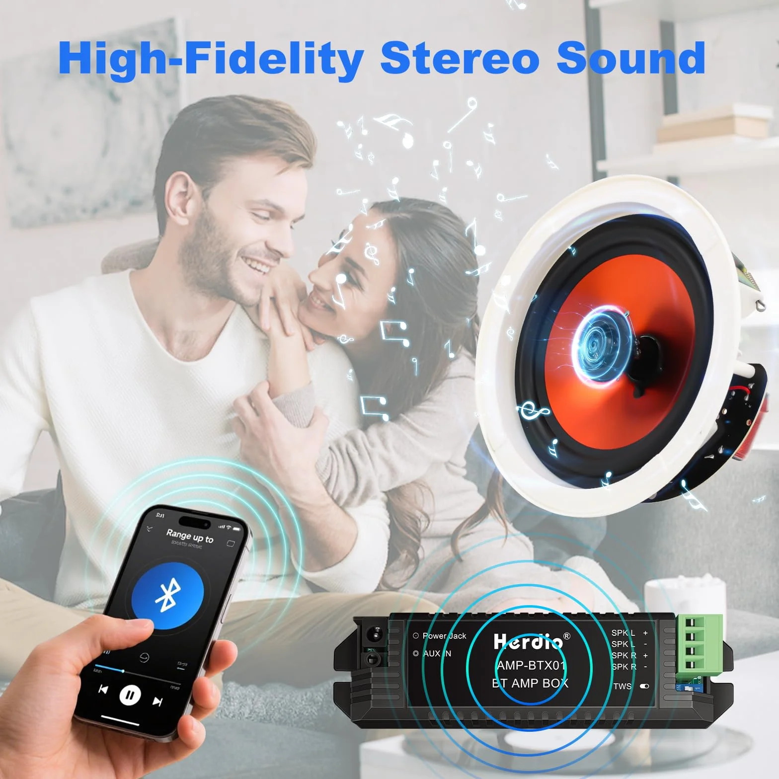 Herdio 2 Way Round 6.5 Pollice Altoparlanti da Soffitto 300 Watt Bluetooth
