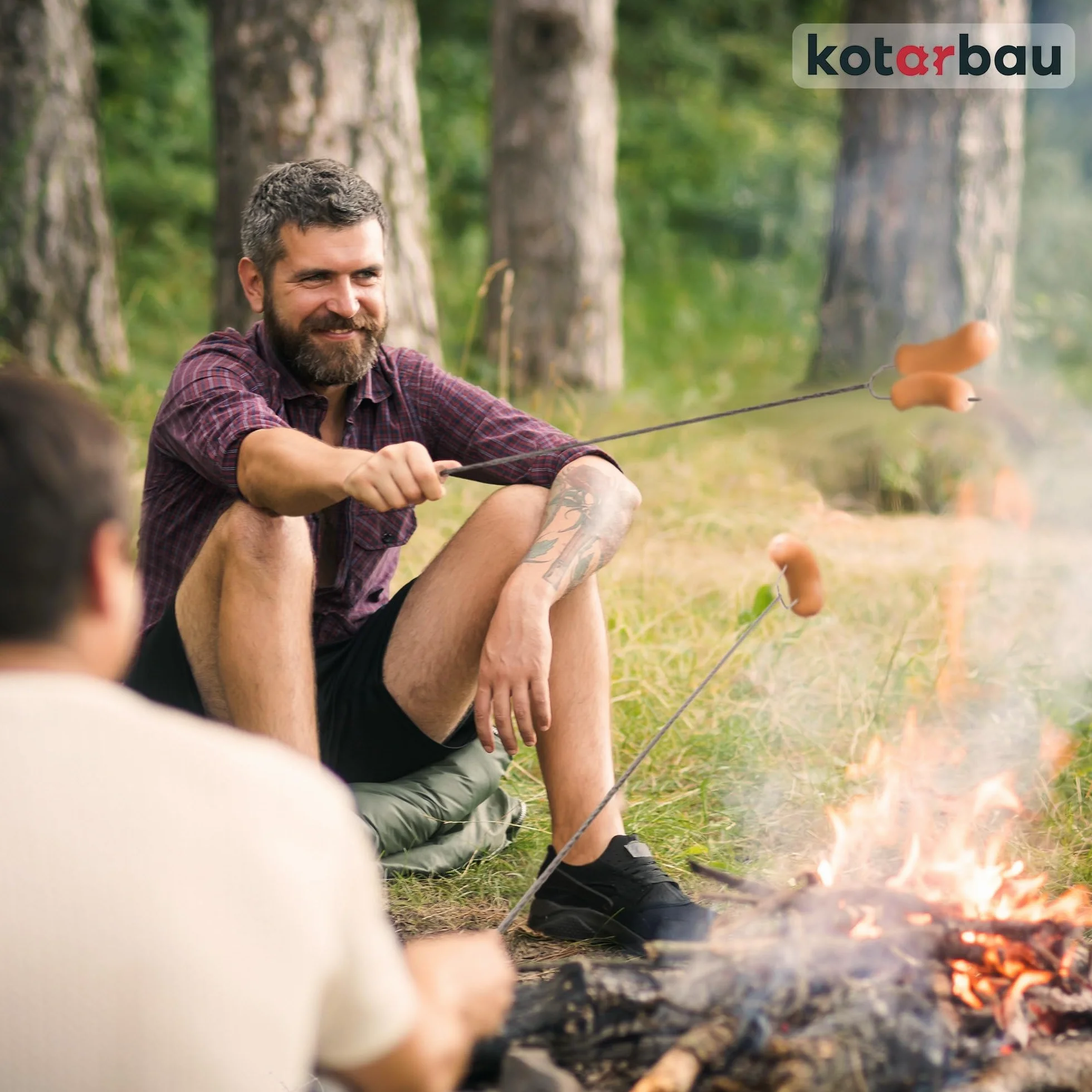 KOTARBAU® Set 10 Pezzi Spiedini Per Barbecue - Acciaio - 100 cm - Forchettone Barbecue - con Manico in Legno - Fuoco - Ergonomico - Resistente