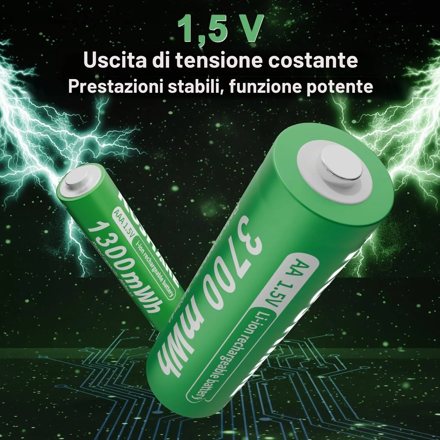 Batterie ricaricabili AA AAA al litio 1.5 V 3700 mAh 1300 mAh 4 pz con caricabatterie