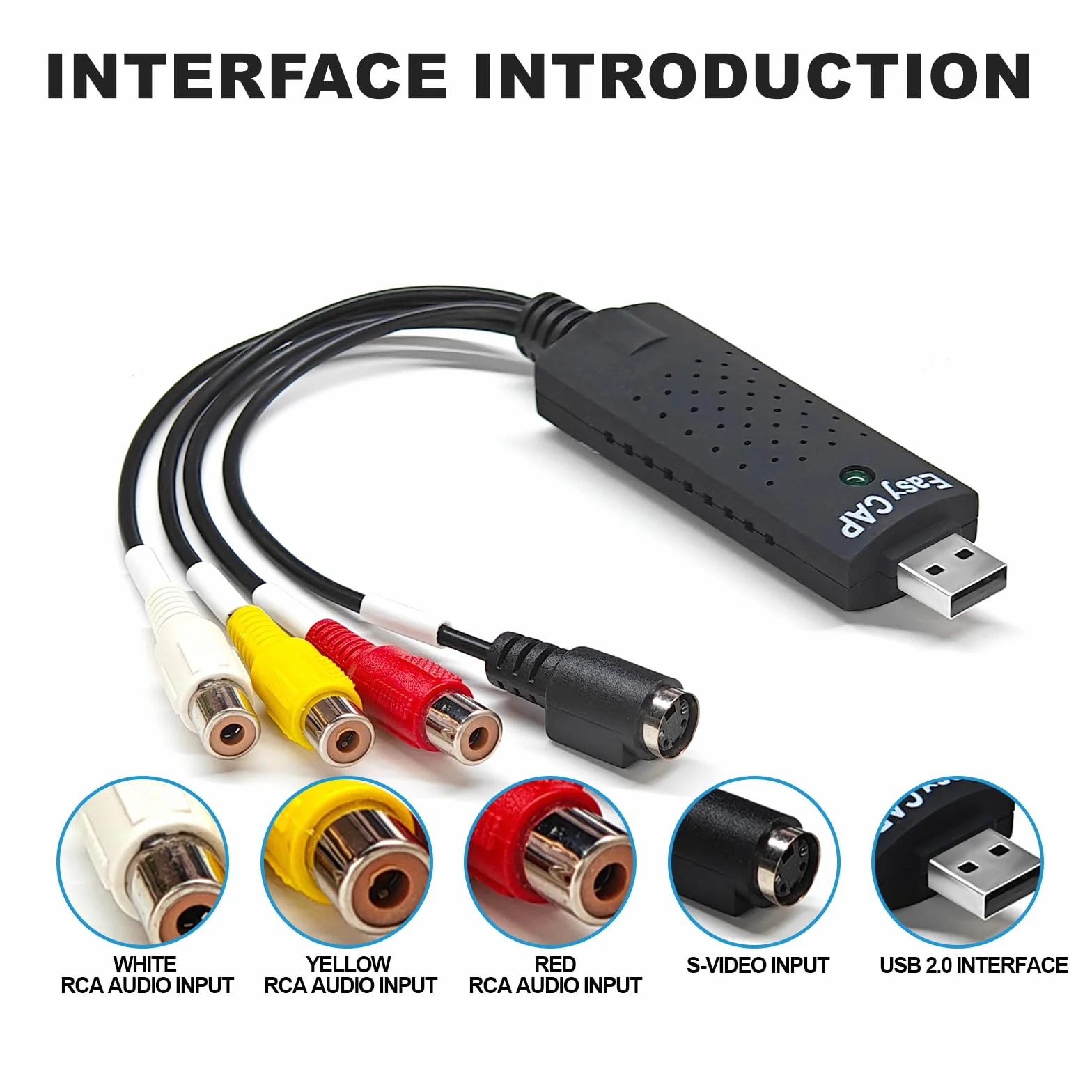 Convertitore da VHS a Digitale USB per Acquisizione Video Audio Compatibile Windows 11/10/8 macOS Digitalizza VCR DVD Hi8 MP4 AVI