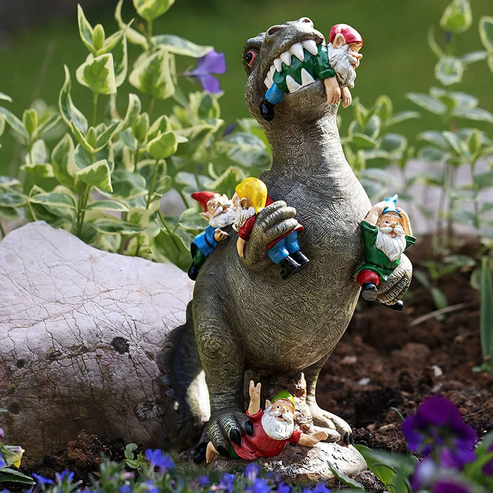 ornamenti da giardino di dinosauri all'aperto, statua in resina da 24 cm x 14 cm x 10 cm per decorazione del cortile, regalo di compleanno per donne e uomini (S)'