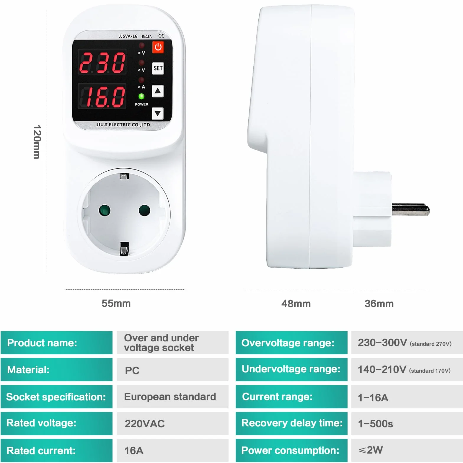Presa Antifulmine Jadeshay Adattatore Protezione Sovratensioni AC220V 16A