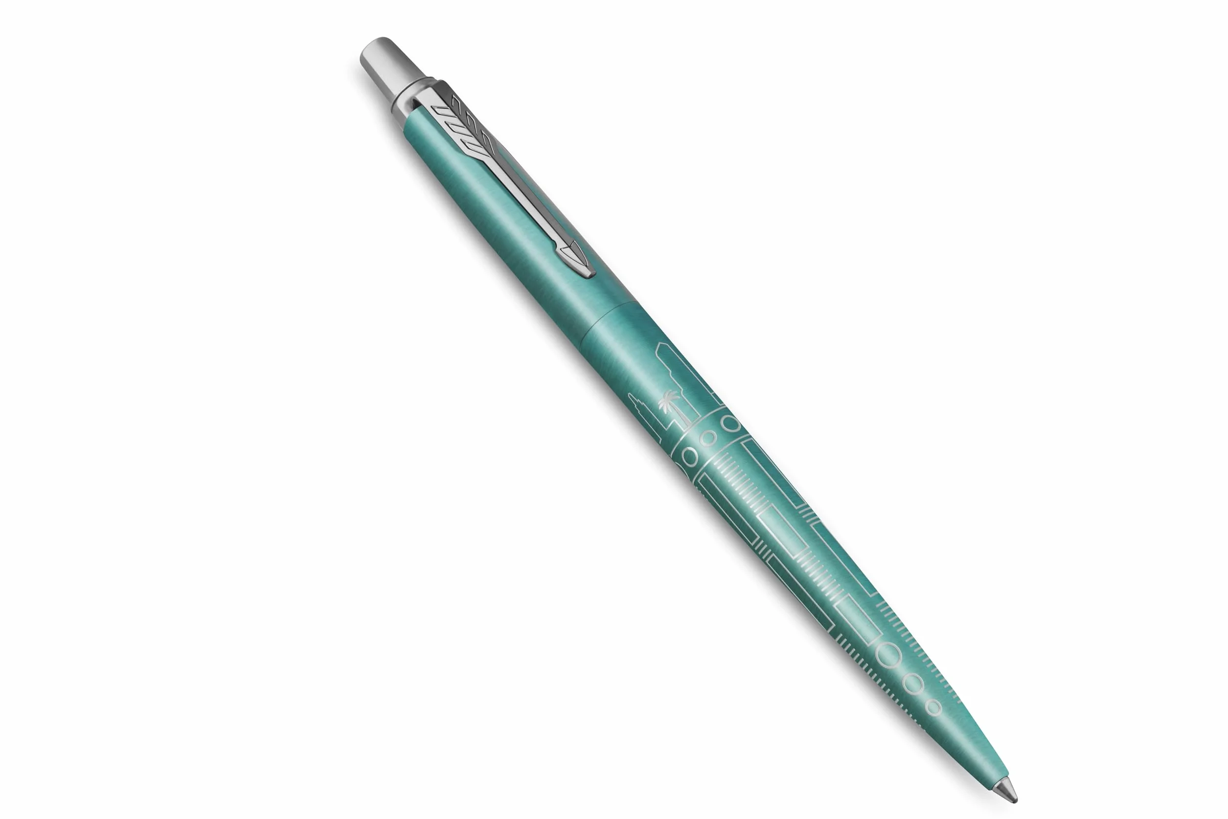 Parker Jotter Penna a sfera Edizione speciale Miami Turquoise puntale cromato Punta media Inchiostro blu Confezione regalo