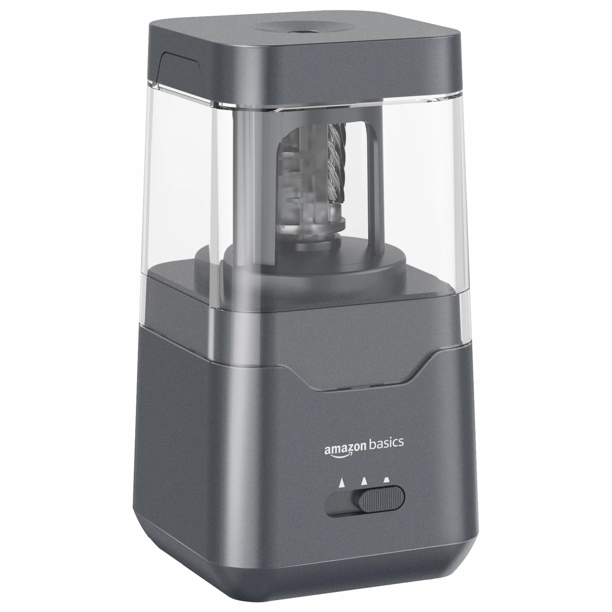 Amazon Basics Temperamatite elettrico portatile, lama a spirale, arresto automatico, alimentato a batteria/USB, Nero
