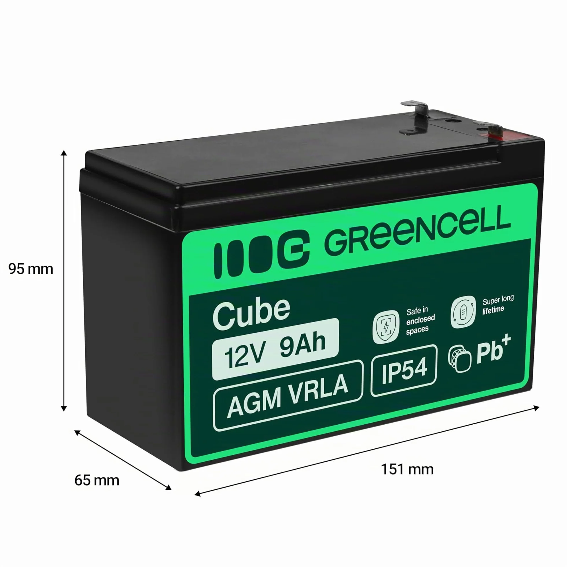 Green Cell Batteria AGM 12V 9Ah VRLA Ricaricabile Sigillata per UPS