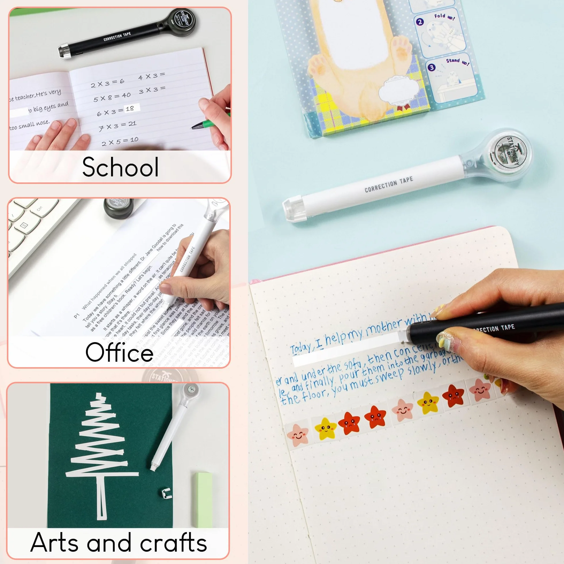 STATIONERY ISLAND Bianchetto a Nastro 10 Pezzi 50m Correttore a Nastro Tascabile 5mm