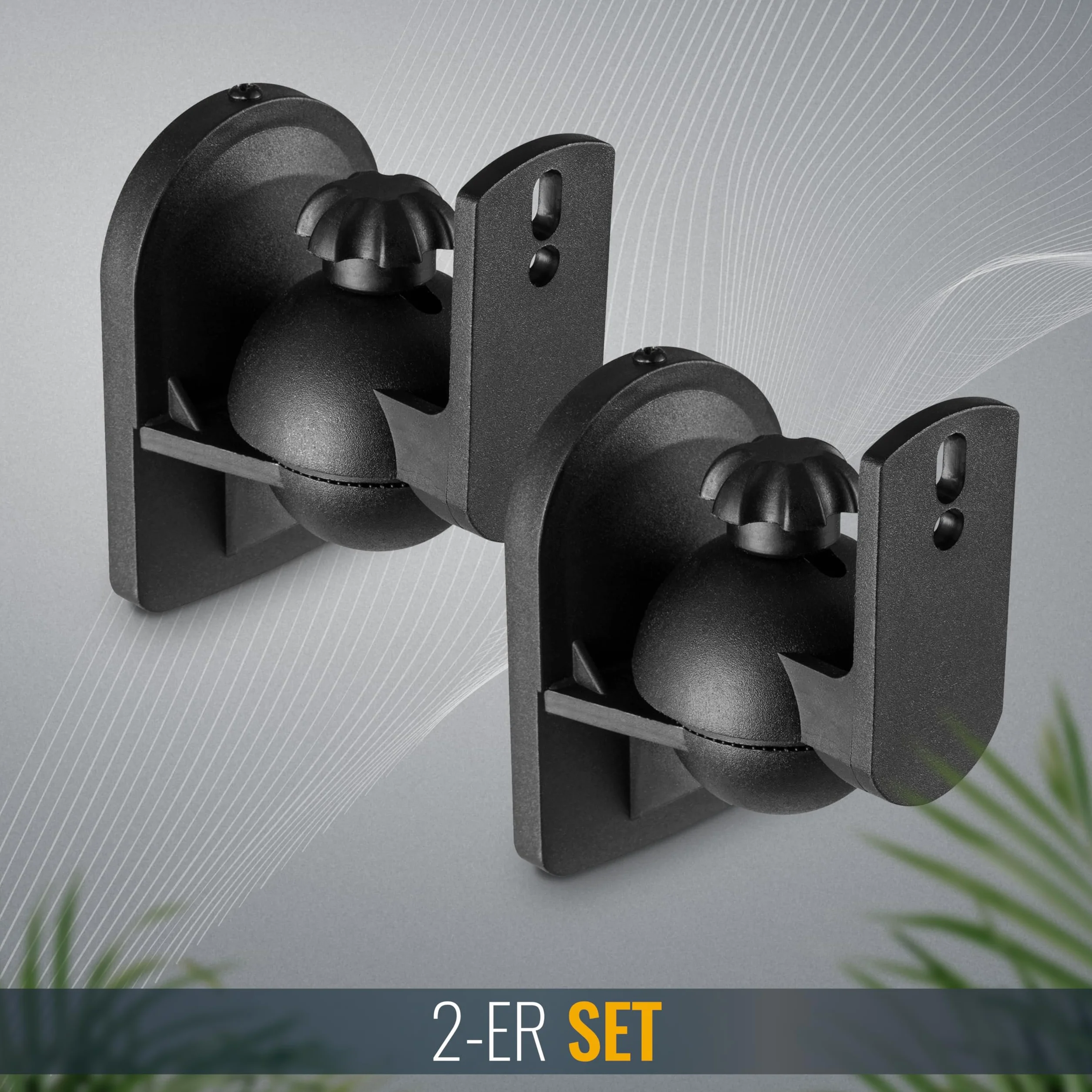 RICOO Supporti Universali per Casse LH028-B Altoparlanti da Parete Orientabile 50x87x64mm Set di 2 Nero