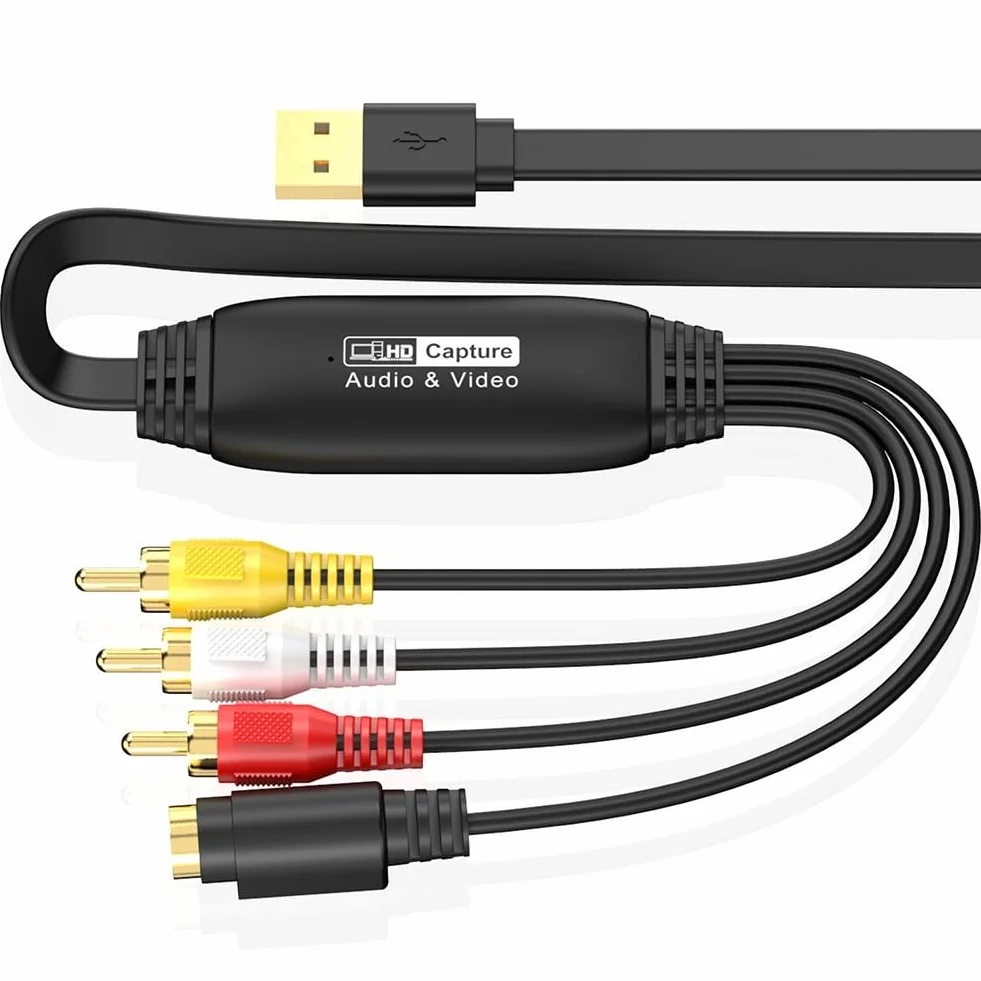 Scheda di acquisizione video USB CVBS convertitore digitale per videoregistratore VHS 720P S-Video USB 2.0 adattatore nero cavo 1m