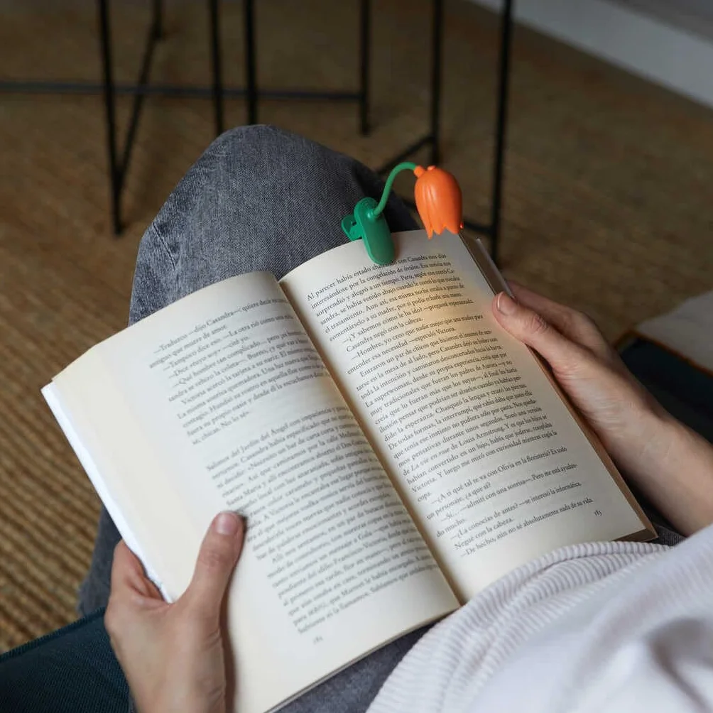 Balvi Lampada Flessibile con Clip a Forma di Tulipano Arancia per Lettura