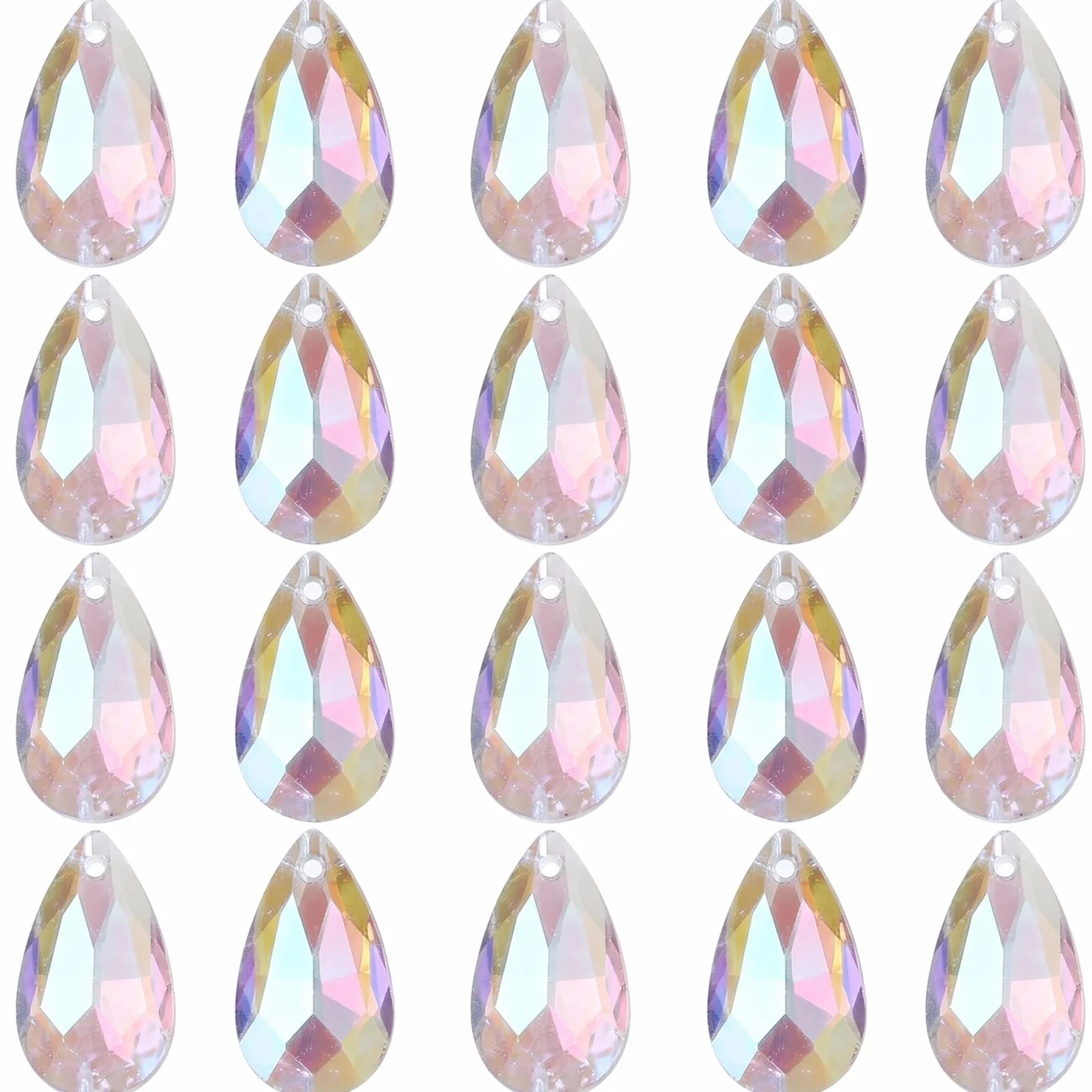 Set di 20 Pendenti in Cristallo di Vetro a Goccia 9x16mm Viola Trasparente, Acchiappasole Prisma per Decorazioni Finestre, Lampadari, Creazione Gioielli Fai da Te e Scacciapensieri