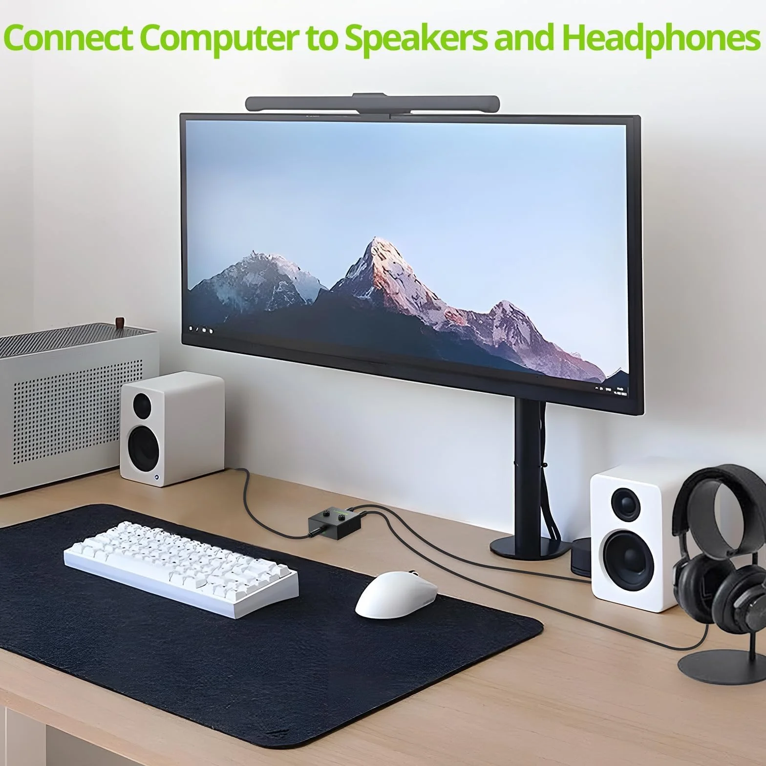 LiNKFOR 3.5mm Audio Switch Switcher con Pulsante Mute Commutatore Audio Bidirezionale Stereo 2-in-1 Out per Computer