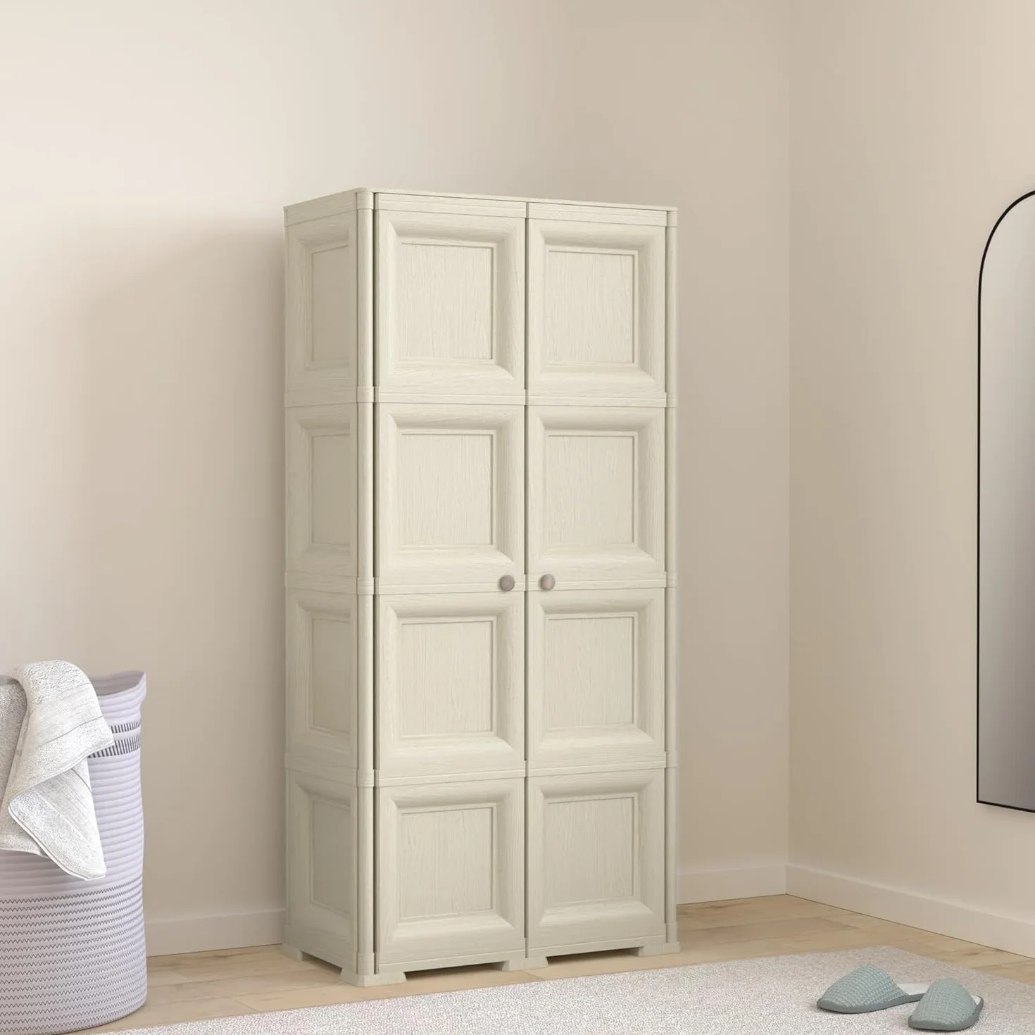 PALUPLUS Portascope Armadio Multiuso effetto legno 79x43x164 cm 4 Scomparti Piedini Antiscivolo Made in Italy