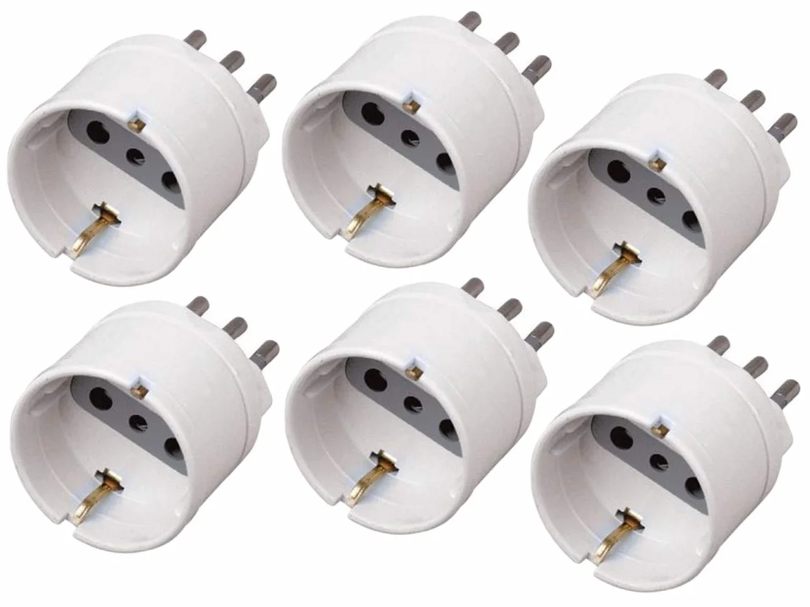Adattatore Schuko 6 Pezzi, Spina Elettrica 1500W 250V 10A Bianco