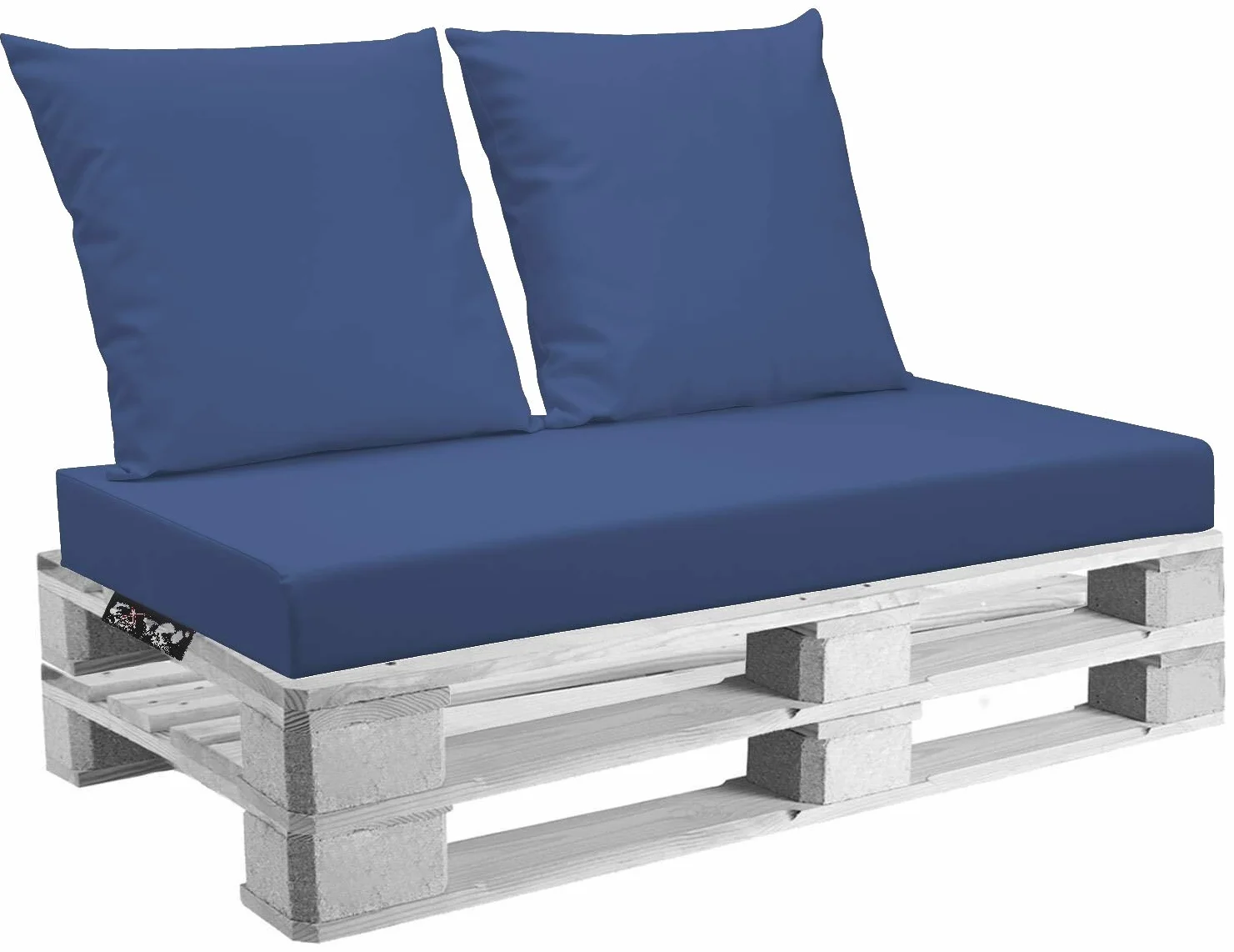 Set Cuscini Belem Ecopelle Blu Mis.120x60 sp.11 cm+ schienali 60x60 pz.02 Esterno/Interno arredo Pallet da Giardino Divanetto per bancale Cuscini Interno Poliuretano Tessuto Lavabile Sfoderabile