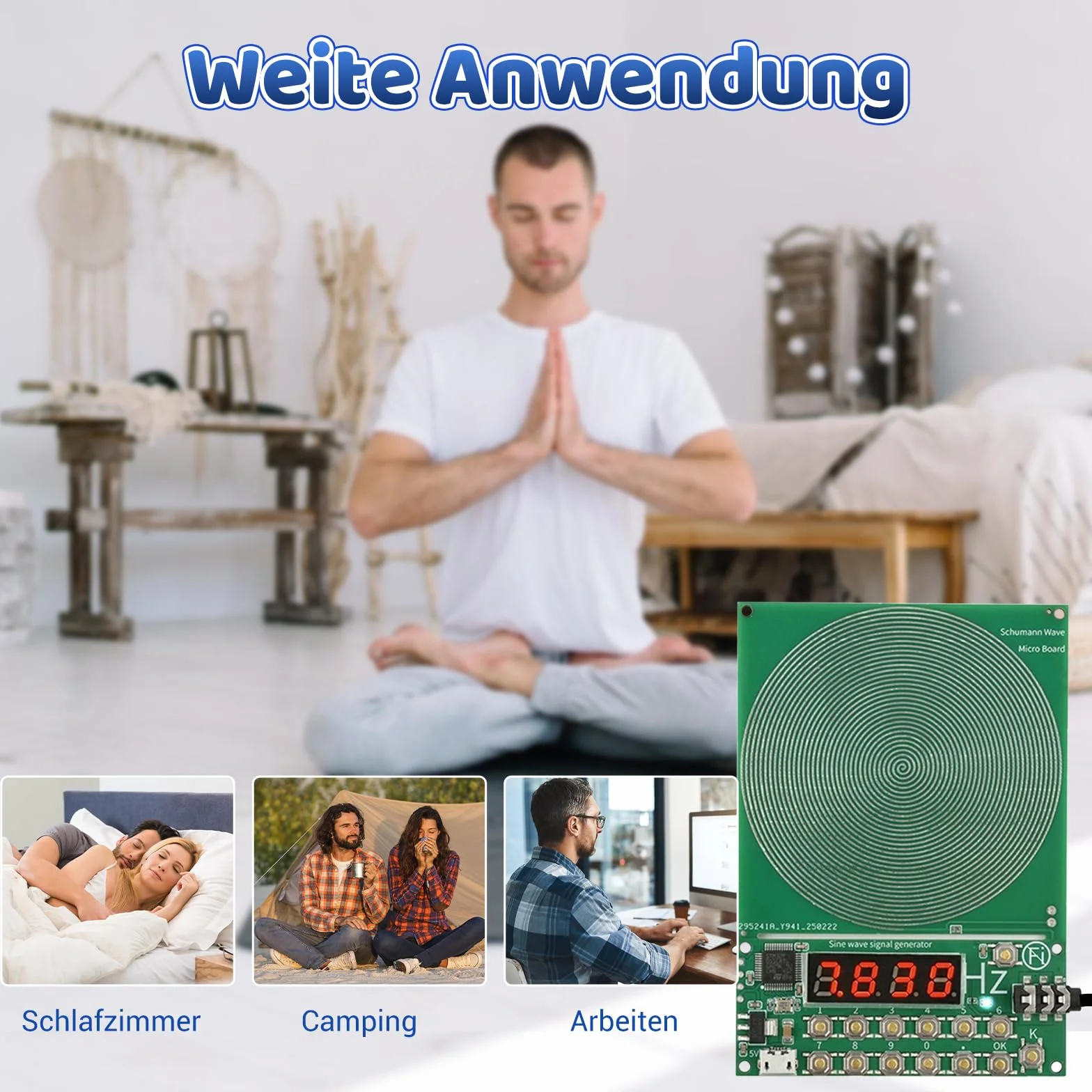 Schumann Generatore di frequenza 7,83 Hz, regolabile da 0,1 Hz a 100000 Hz con display, porta USB Schumann, generatore di risonanza naturale per armonia, portatile, per casa, Natale, ufficio