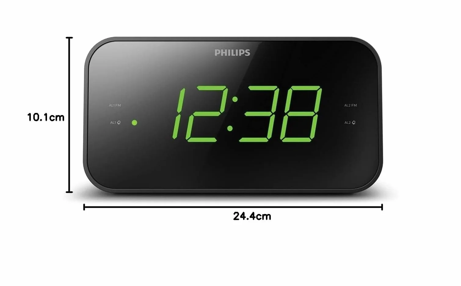 PHILIPS Sveglia Radio Digitale Doppio Allarme Sleep Timer Snooze Portatile Batteria Backup Nero Ampio Display