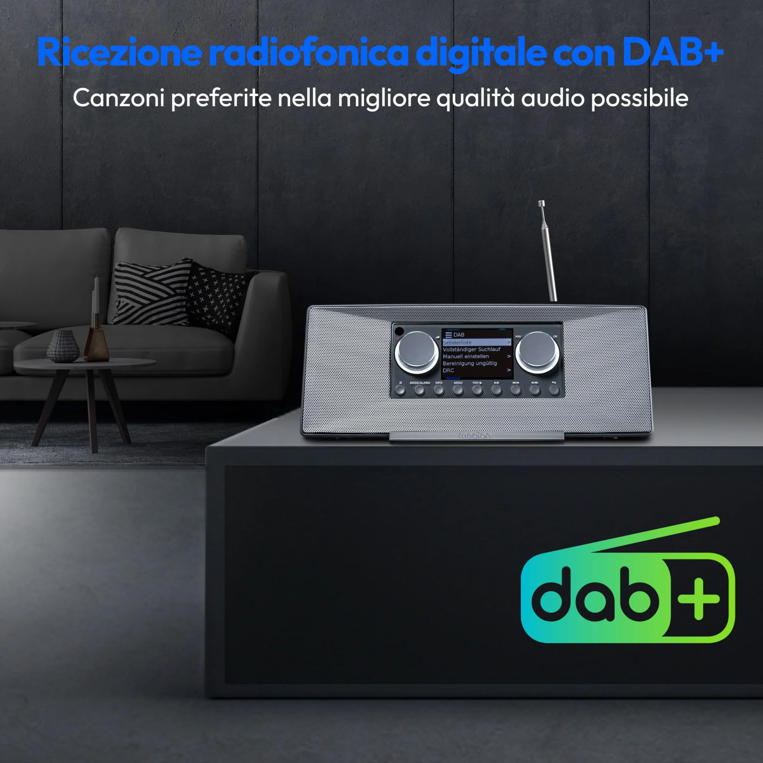 MEDION P85333 Radio Internet DAB+ WLAN FM Spotify Connect DLNA USB Grigio