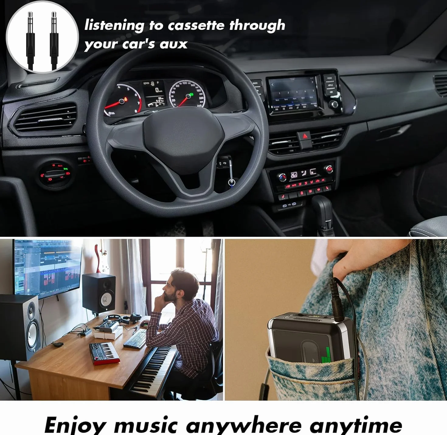 Lettore cassette USB convertitore MP3 portatile con cuffie